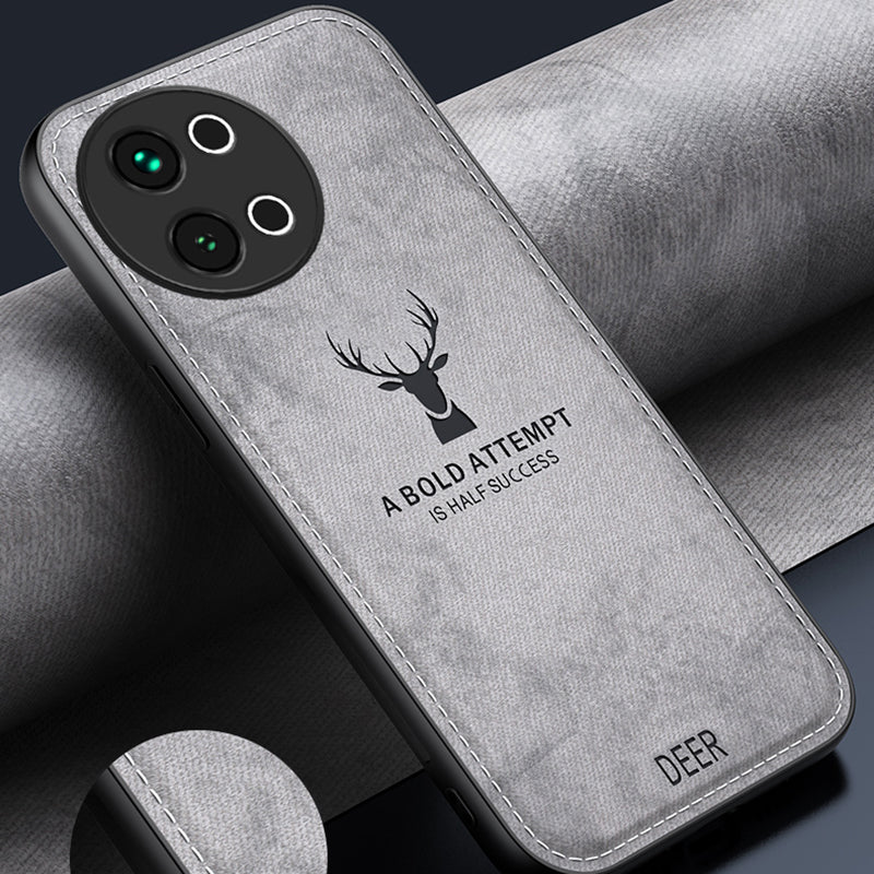 For vivo S18e 5G Shockproof Case Deer Pattern PU Leather+PC+TPU Phone Cover