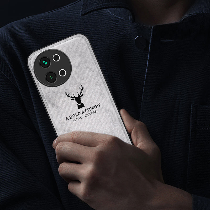 For vivo S18e 5G Shockproof Case Deer Pattern PU Leather+PC+TPU Phone Cover