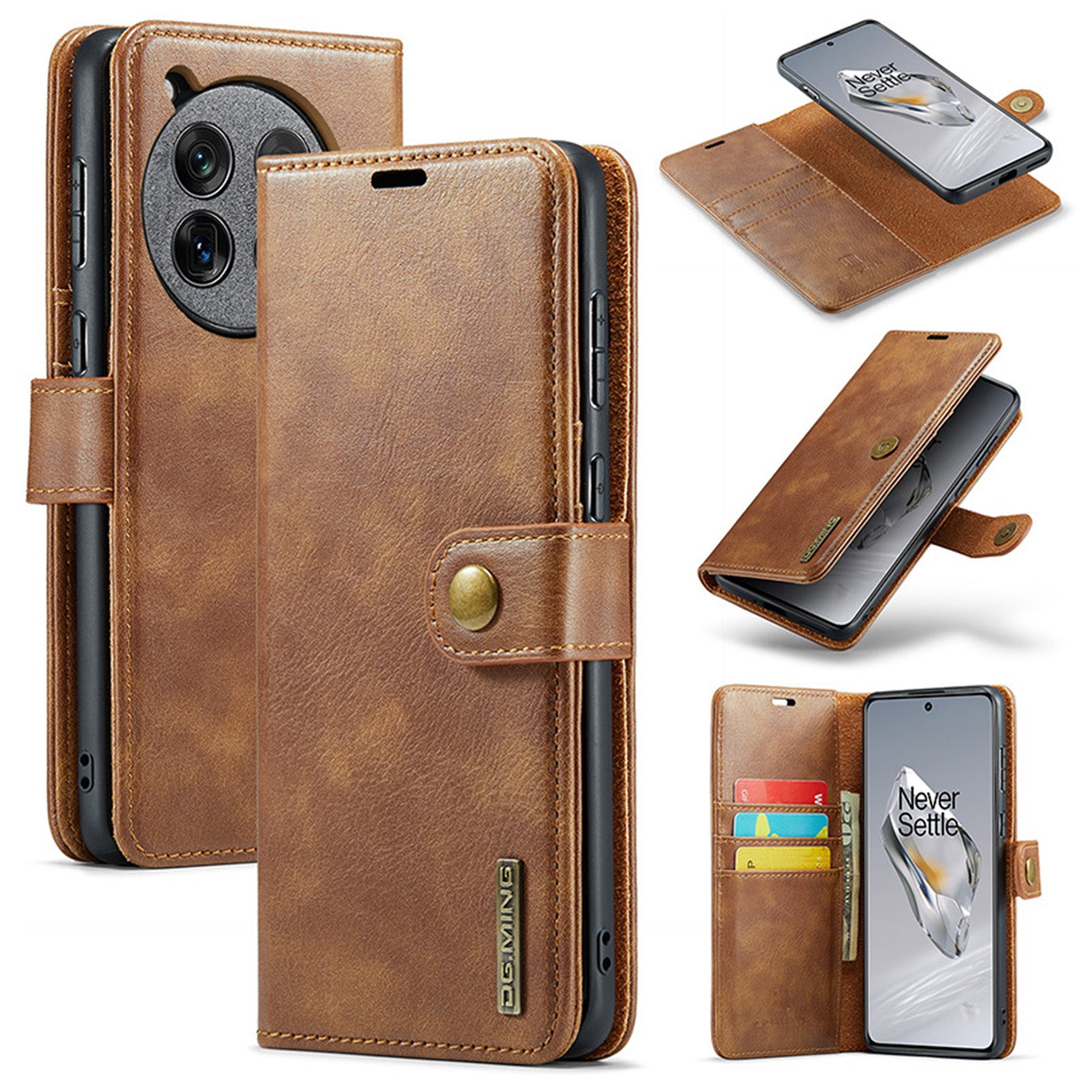 DG.MING for OnePlus 12 5G Case Detachable Split Leather Phone Cover with Stand Wallet