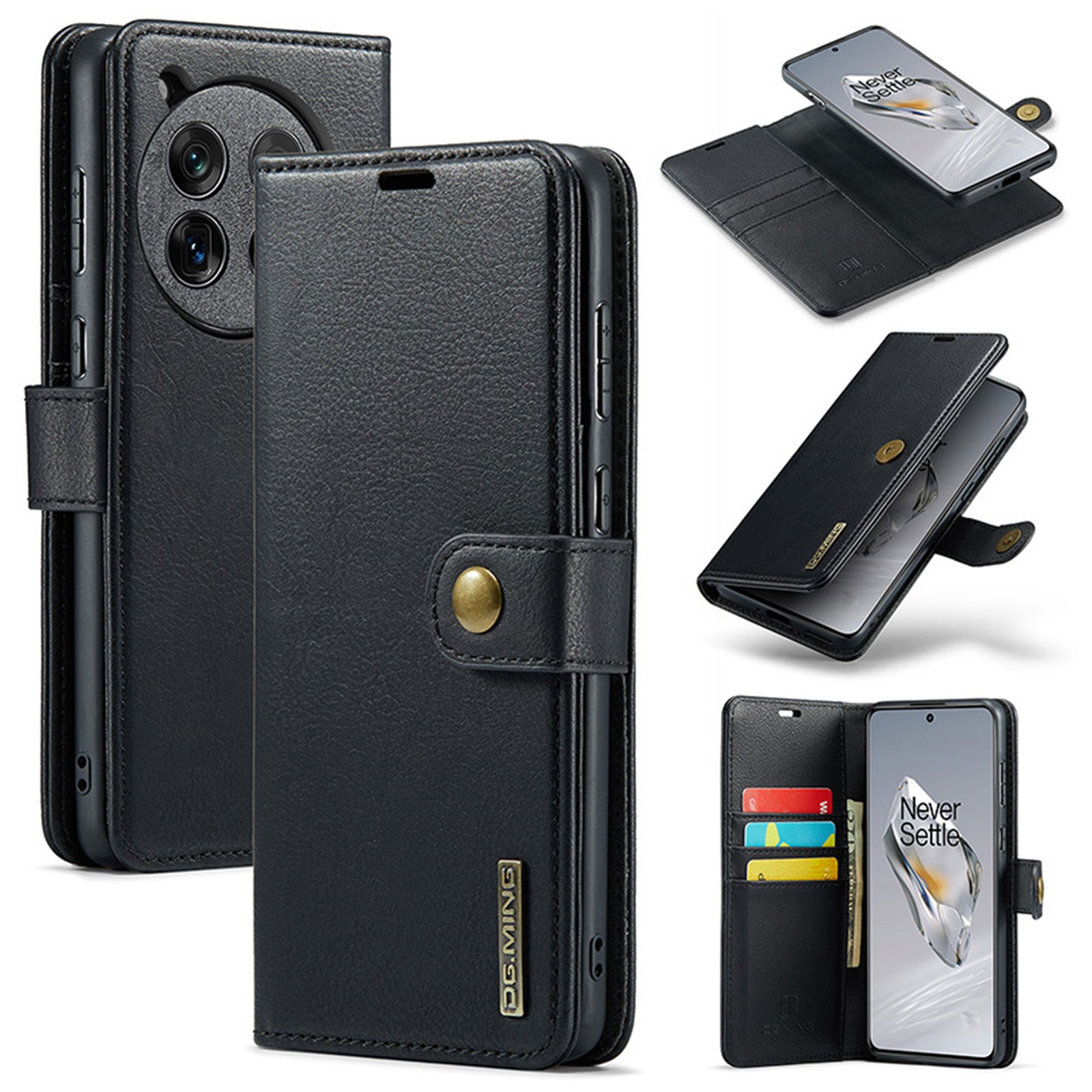 DG.MING for OnePlus 12 5G Case Detachable Split Leather Phone Cover with Stand Wallet