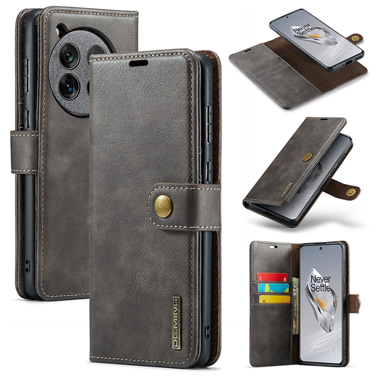 DG.MING for OnePlus 12 5G Case Detachable Split Leather Phone Cover with Stand Wallet