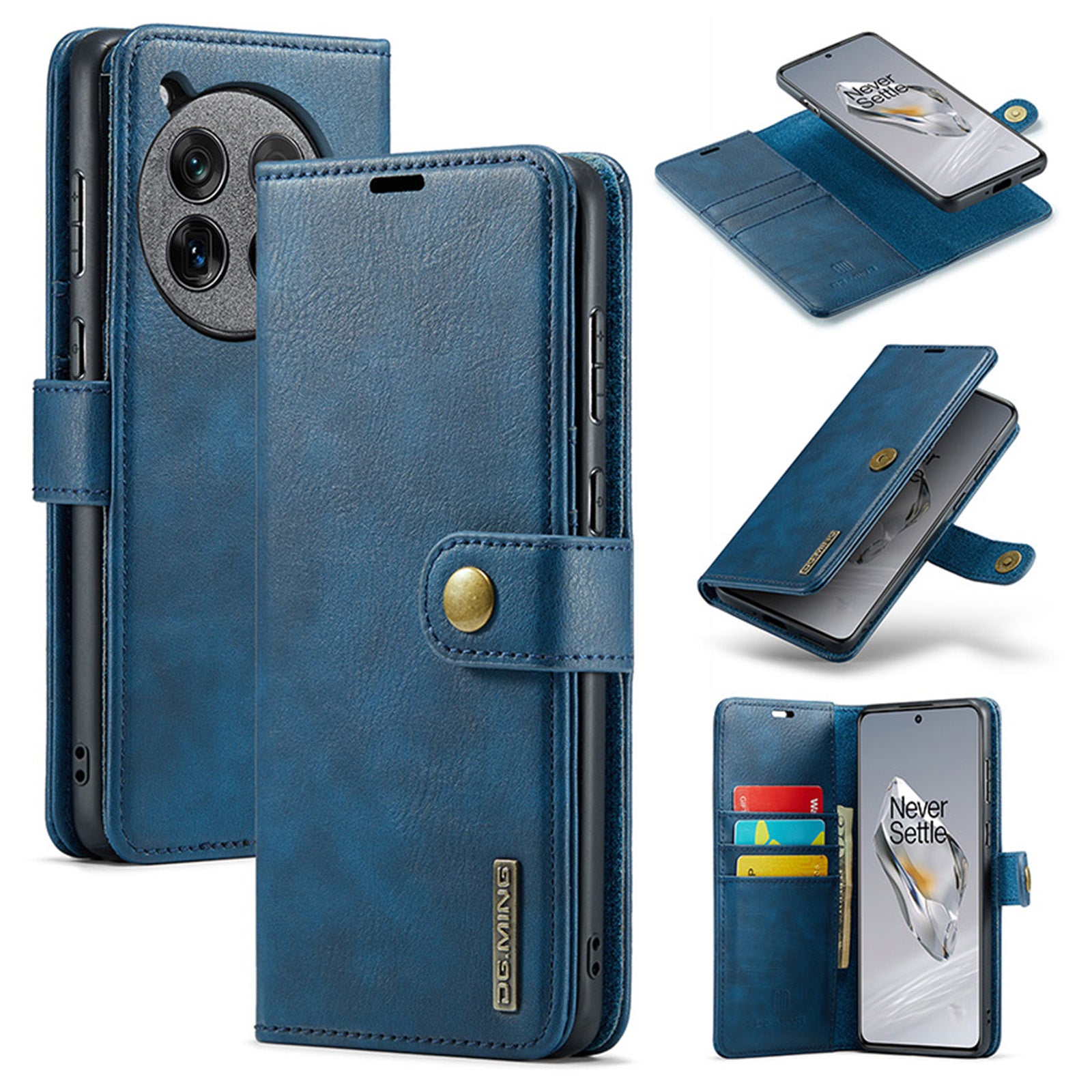 DG.MING for OnePlus 12 5G Case Detachable Split Leather Phone Cover with Stand Wallet