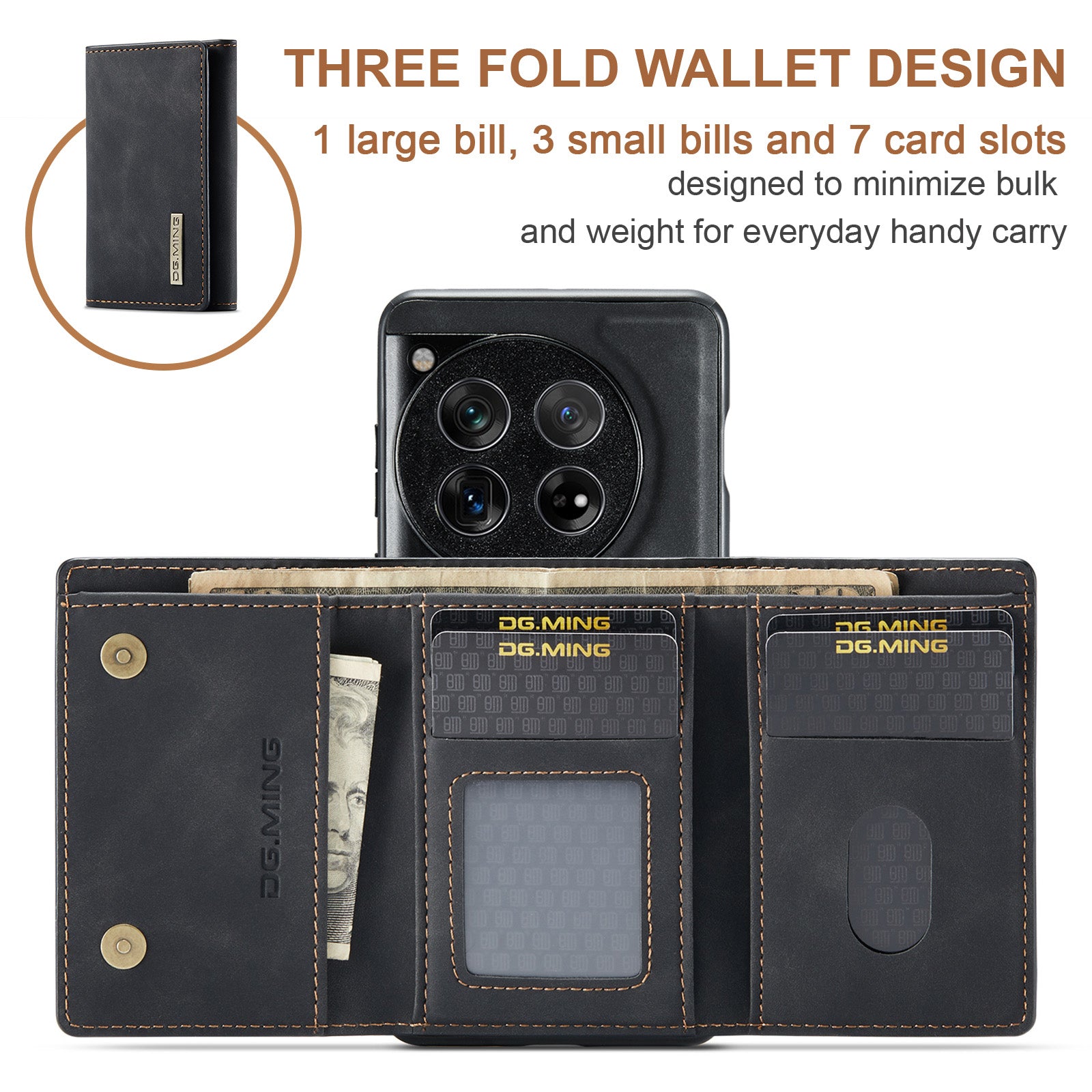 DG.MING M1 Series for OnePlus 12 5G Case Detachable Wallet Phone Cover