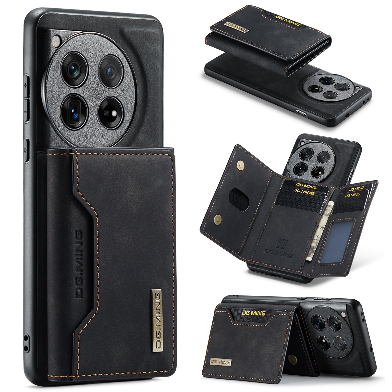 DG.MING M2 Series for OnePlus 12 5G Kickstand Case Detachable Magnetic Wallet Phone Cover