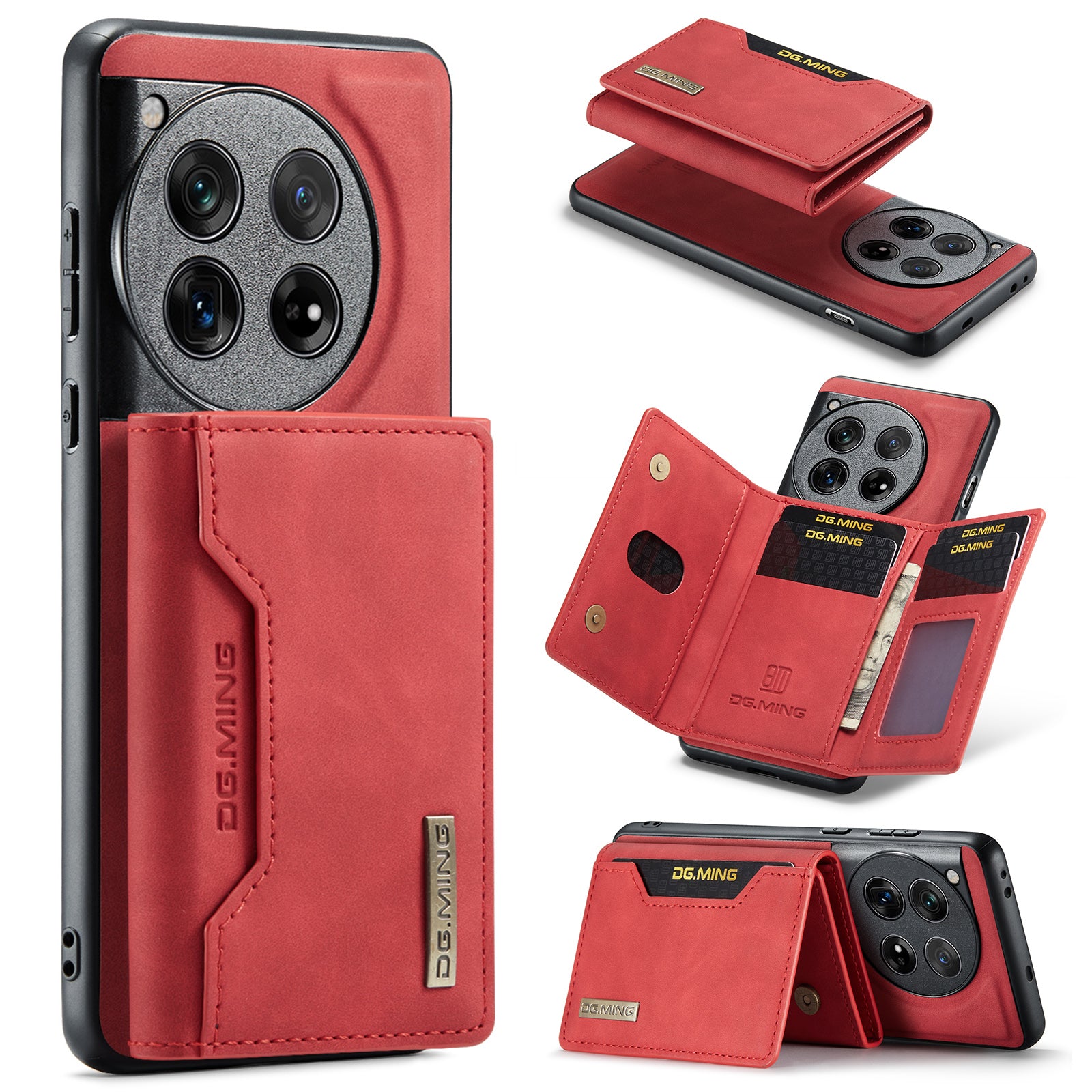 DG.MING M2 Series for OnePlus 12 5G Kickstand Case Detachable Magnetic Wallet Phone Cover