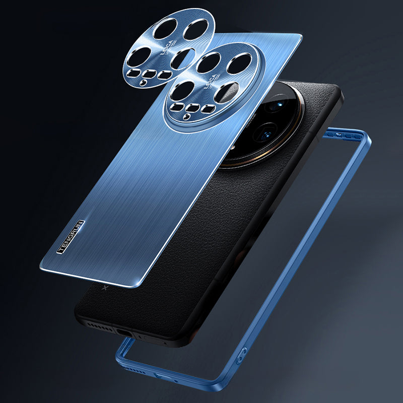 Protective Case for Xiaomi 14 Ultra Brushed Anti-Scratch TPU + Metal Back Phone Cover
