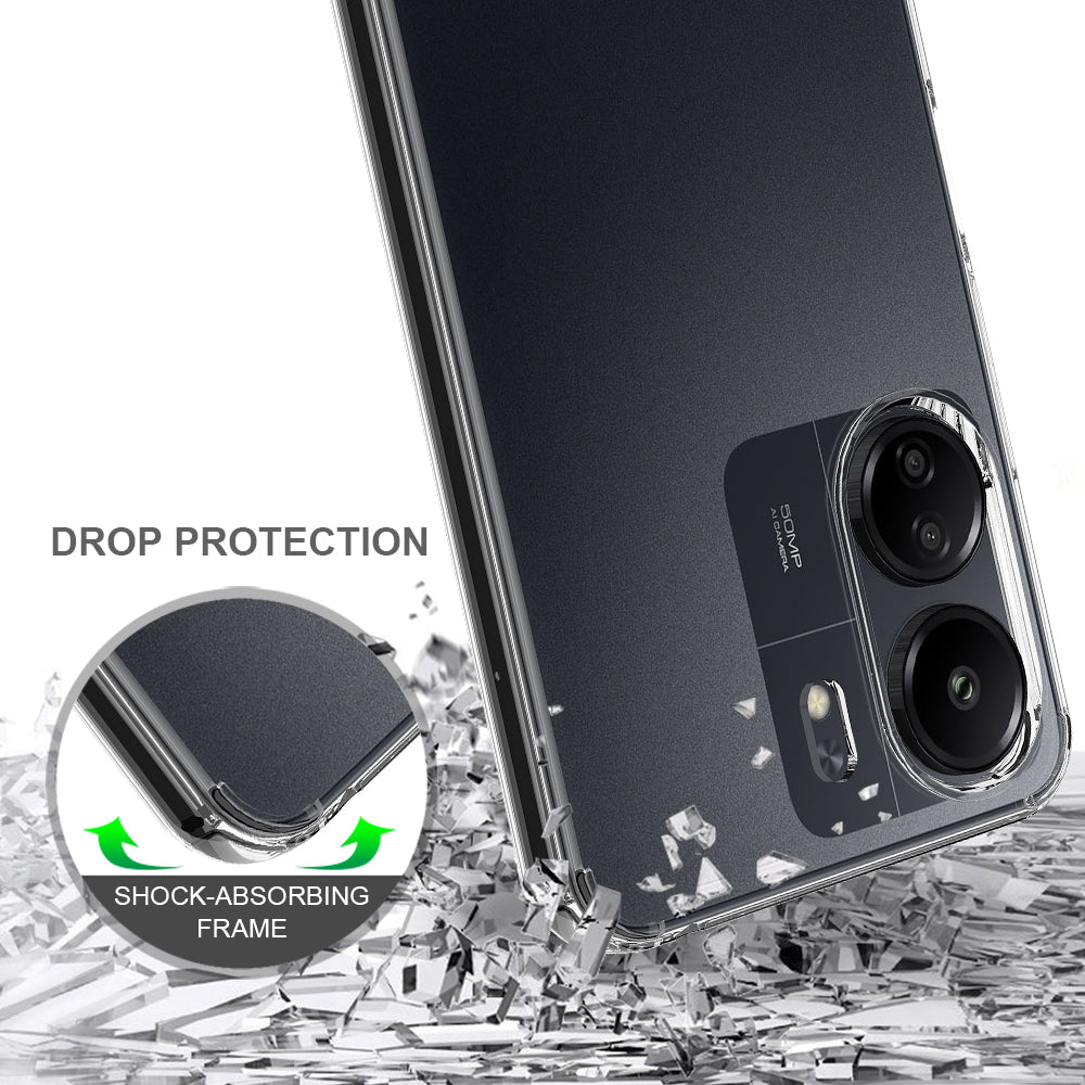 For Xiaomi Redmi 13C 4G / Poco C65 4G Clear Case TPU+Acrylic Anti-Scratch Phone Cover