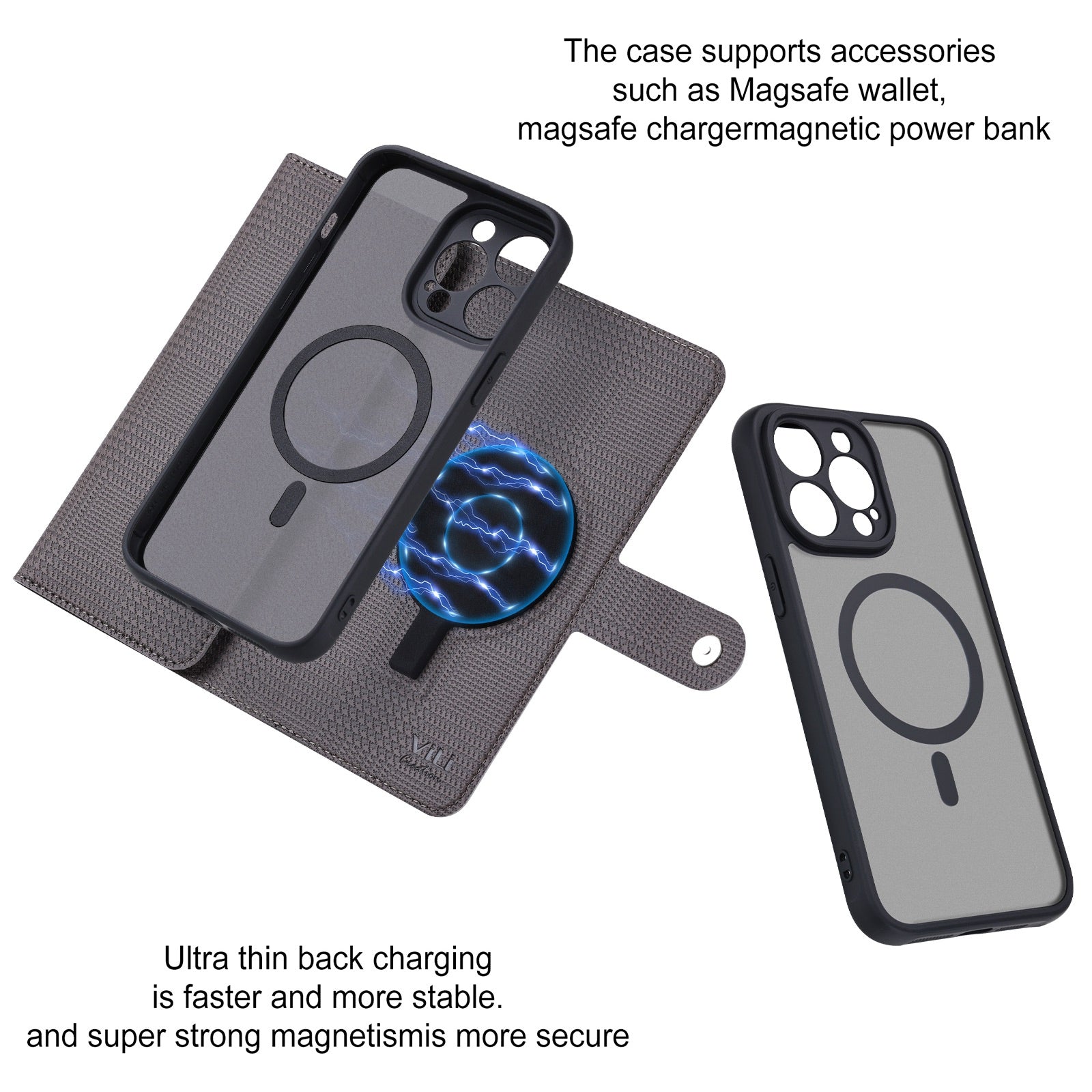 VILI GHA Series For iPhone 14 Pro Max Cell Phone Case RFID Blocking Wallet Cover Compatible with MagSafe