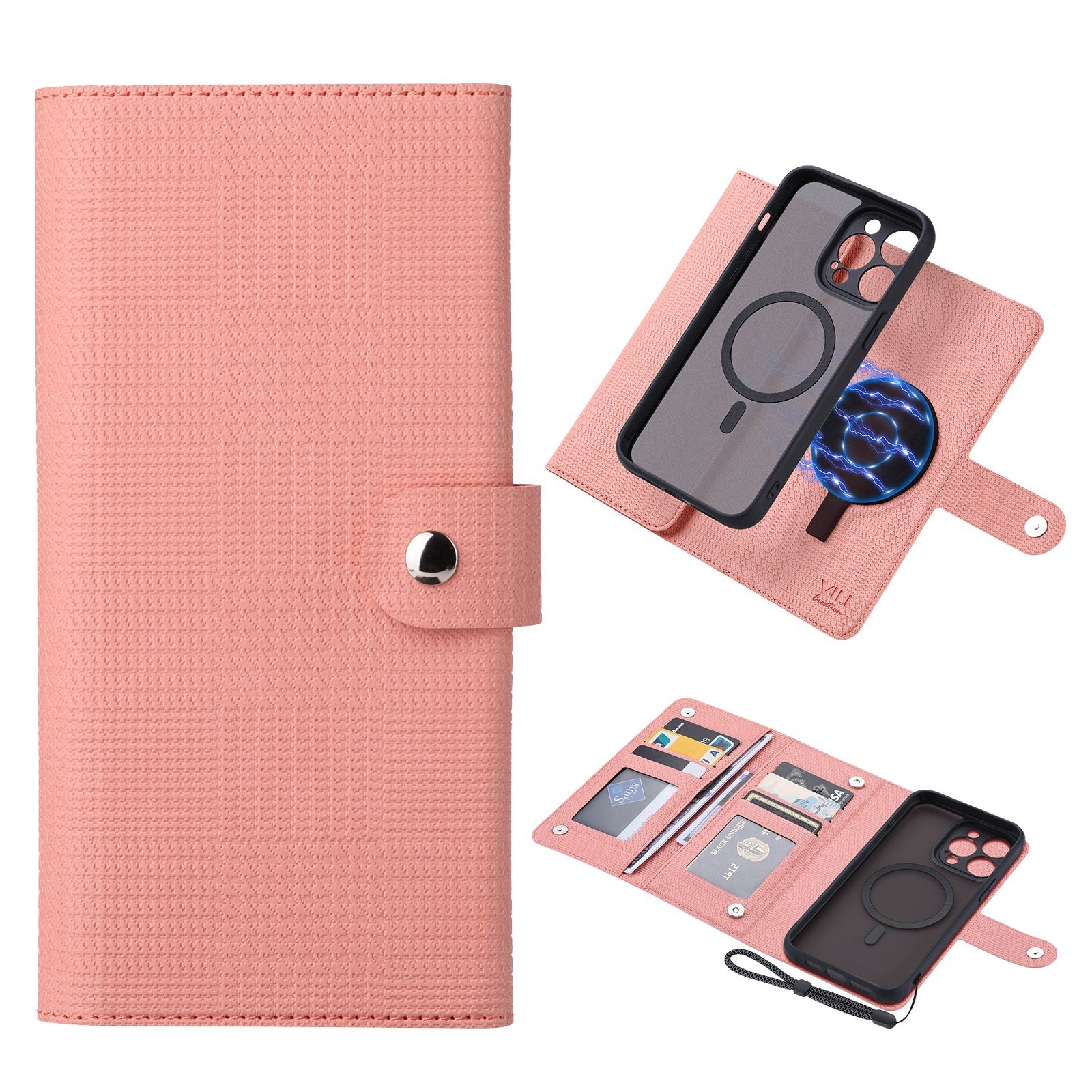 VILI GHA Series For iPhone 14 Pro Max Cell Phone Case RFID Blocking Wallet Cover Compatible with MagSafe