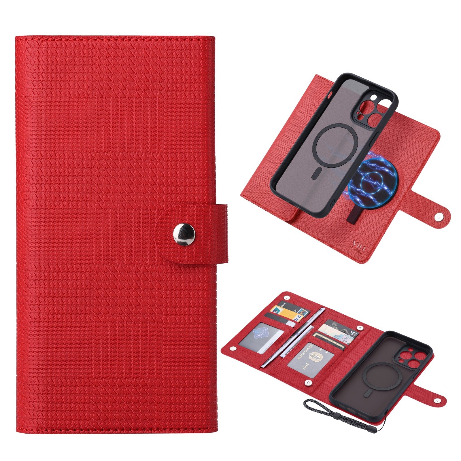 VILI GHA Series For iPhone 14 Pro Case Compatible with MagSafe RFID Blocking Phone Cover with Hand Strap