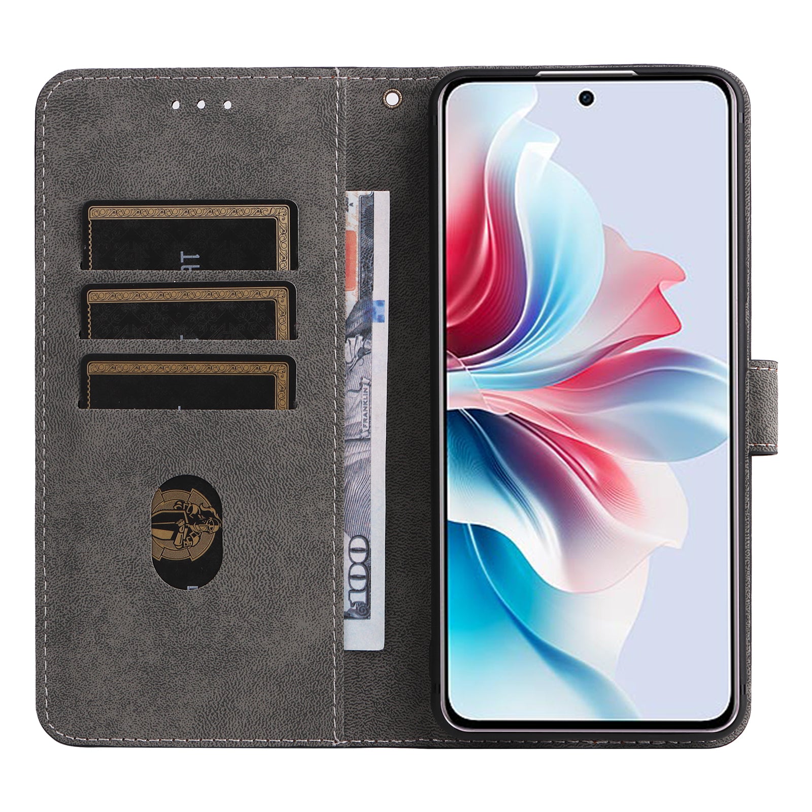 For Oppo Reno11 F 5G / F25 Pro 5G Wallet Case RFID Blocking Phone Cover with Wrist Strap