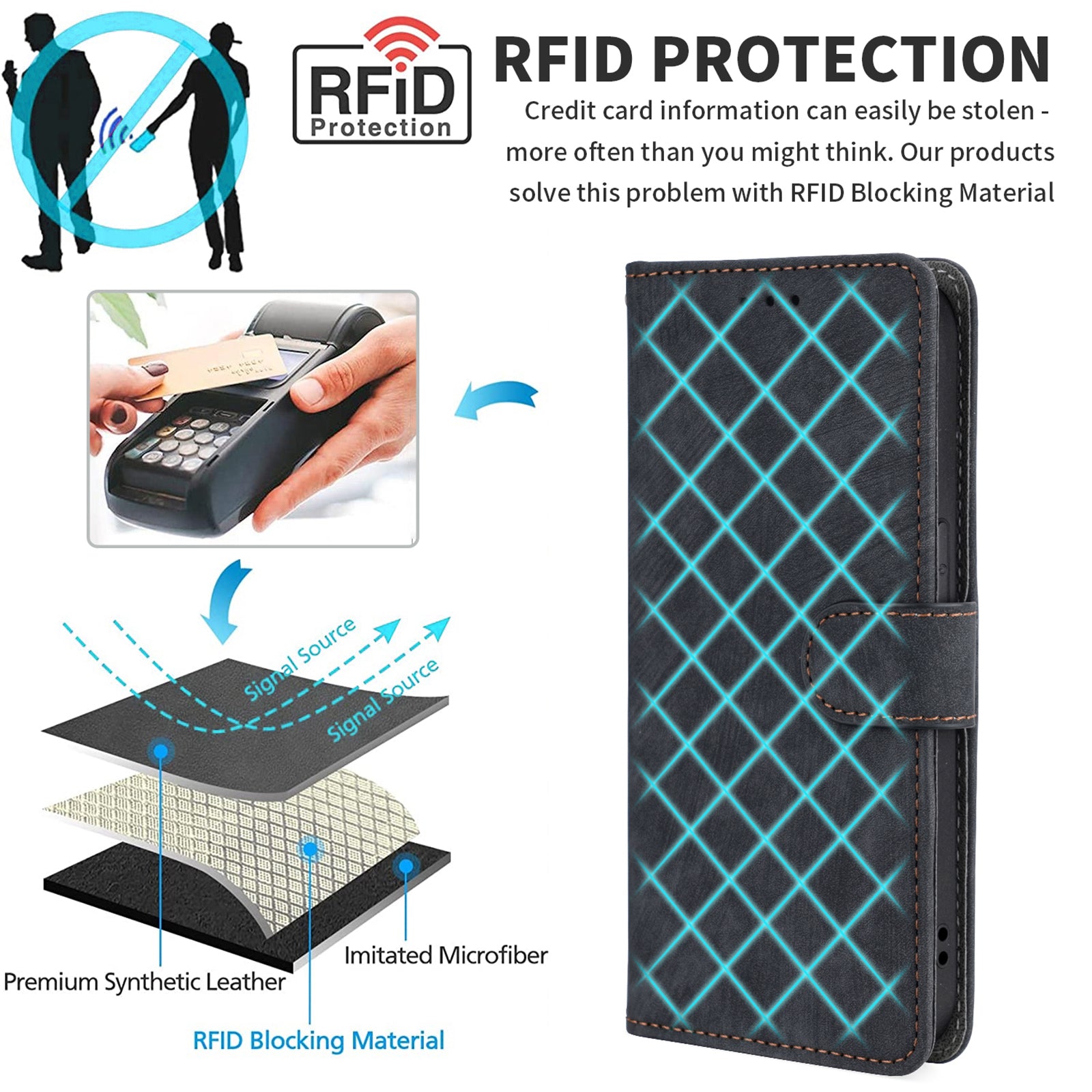 For Oppo Reno11 F 5G / F25 Pro 5G Wallet Case RFID Blocking Phone Cover with Wrist Strap