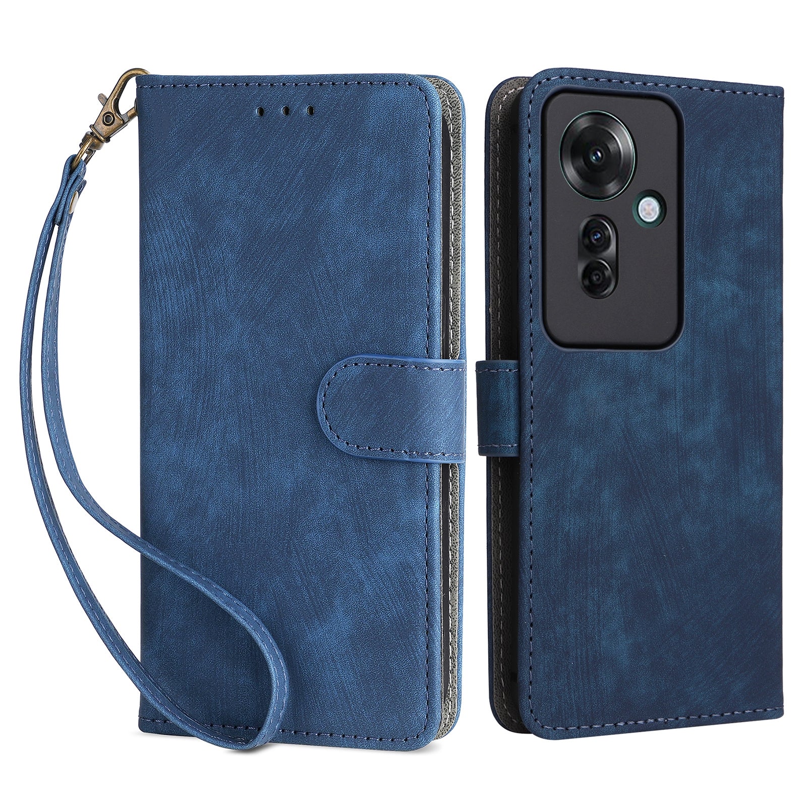 For Oppo Reno11 F 5G / F25 Pro 5G Wallet Case RFID Blocking Phone Cover with Wrist Strap