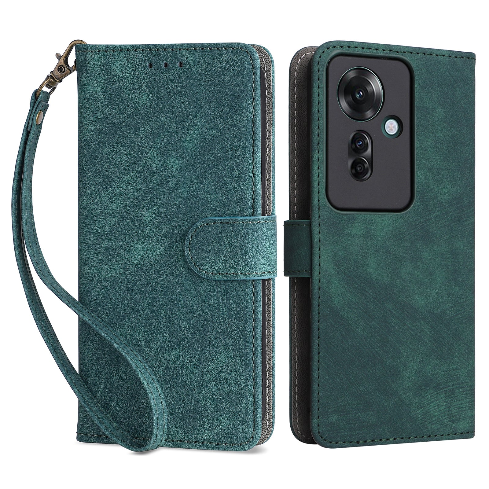 For Oppo Reno11 F 5G / F25 Pro 5G Wallet Case RFID Blocking Phone Cover with Wrist Strap