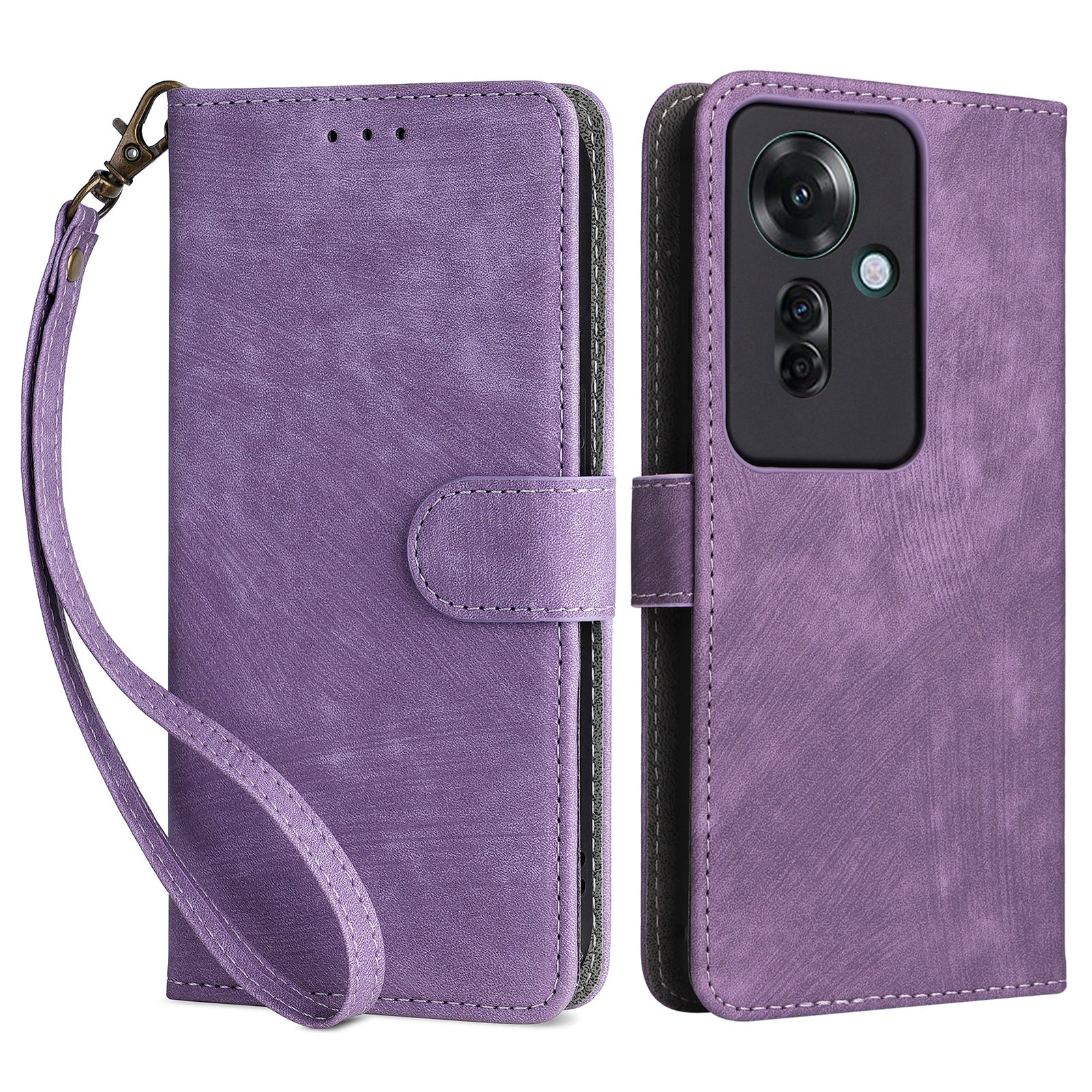 For Oppo Reno11 F 5G / F25 Pro 5G Wallet Case RFID Blocking Phone Cover with Wrist Strap