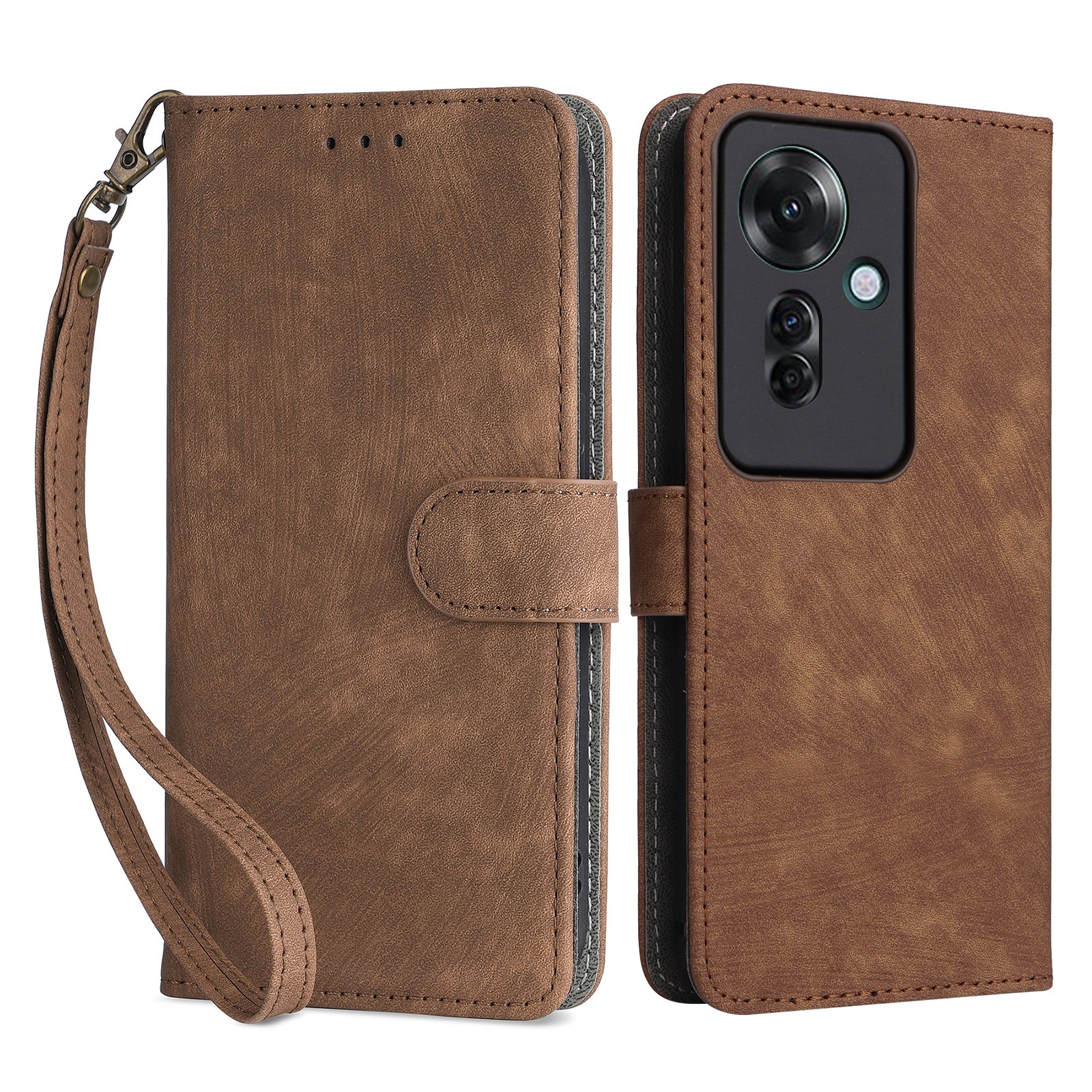For Oppo Reno11 F 5G / F25 Pro 5G Wallet Case RFID Blocking Phone Cover with Wrist Strap