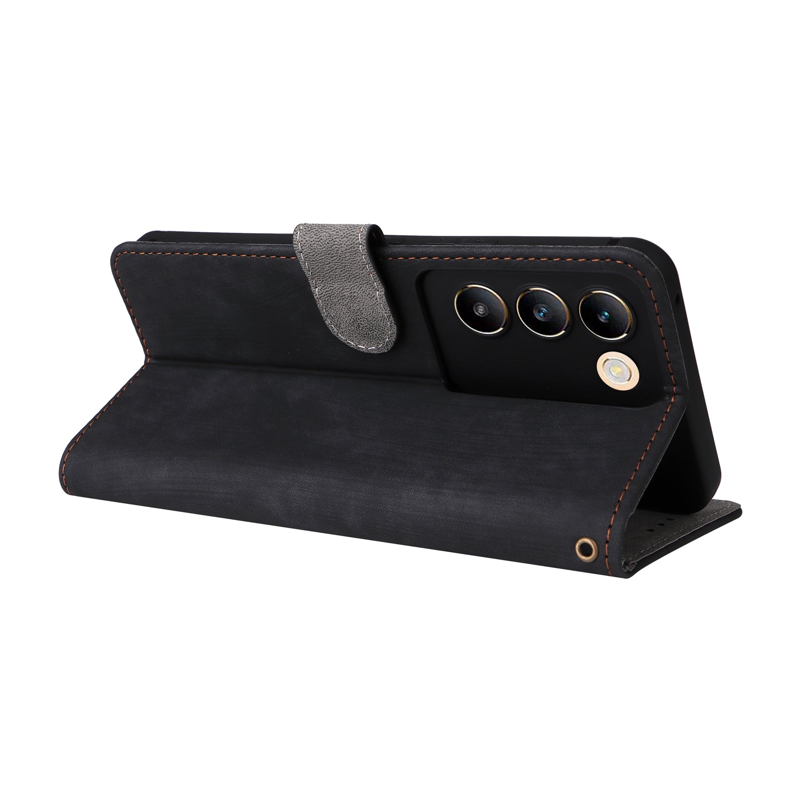 For vivo Y200e 5G /  V40 SE 5G /  Y100 5G (Indonesia) /  V30 Lite 4G /  T3 5G Case RFID Blocking PU Leather Stand Cover with Wrist Strap