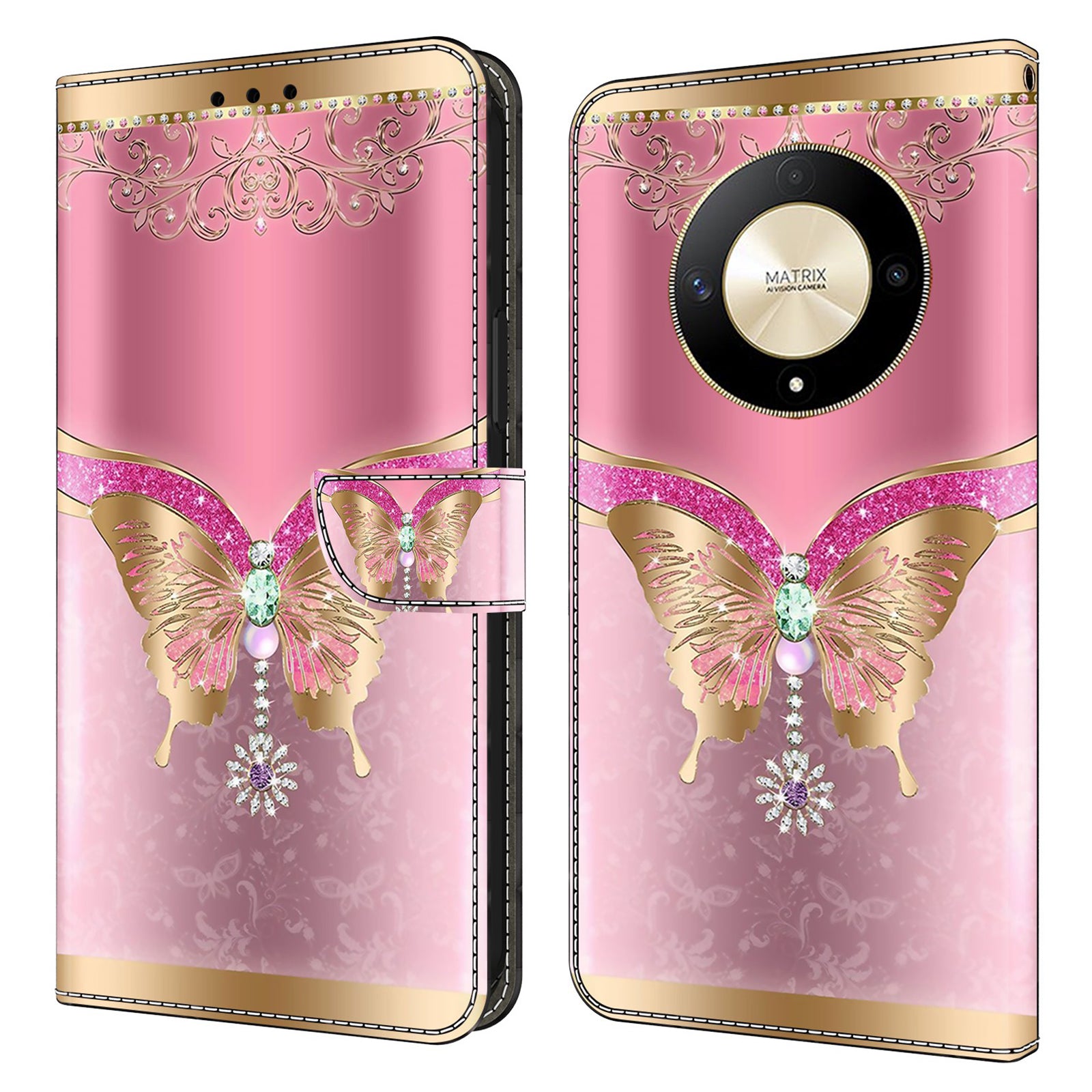 For Honor Magic6 Lite 5G / X9b 5G Wallet Case Anti-Drop 3D Pattern Printing Phone Cover