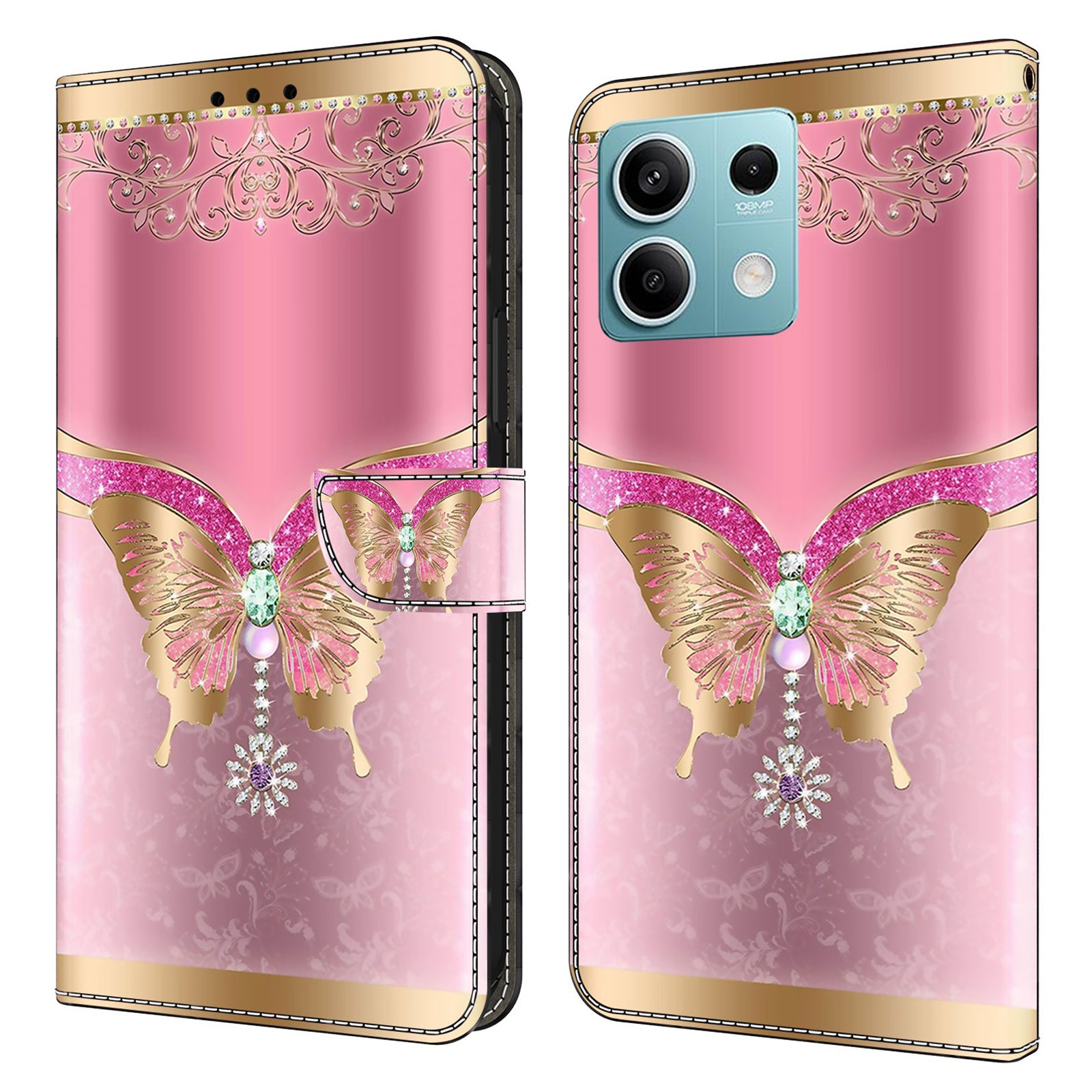 For Xiaomi Redmi Note 13 5G Anti-Drop Case 3D Pattern Printing Wallet Phone Cover