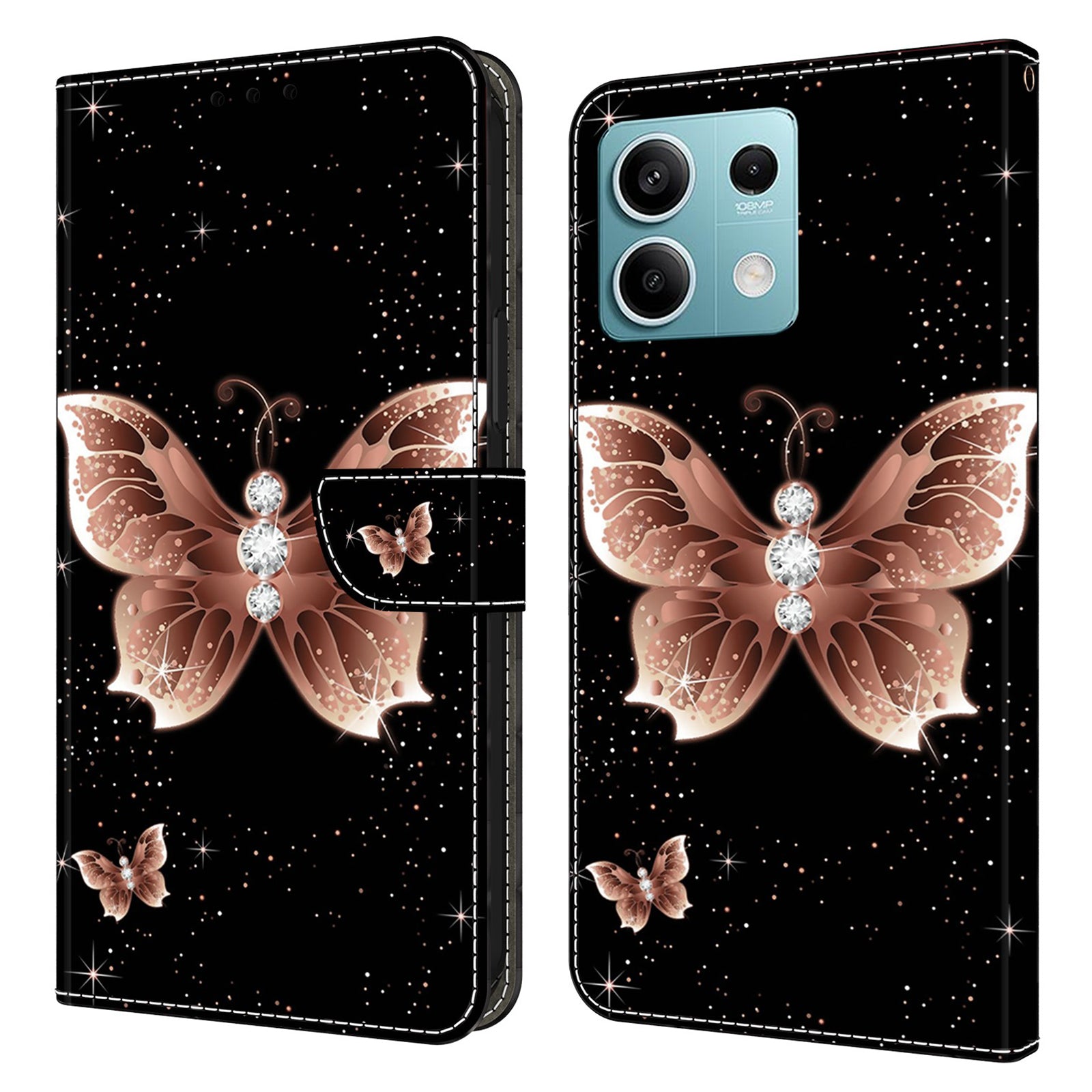 For Xiaomi Redmi Note 13 5G Anti-Drop Case 3D Pattern Printing Wallet Phone Cover