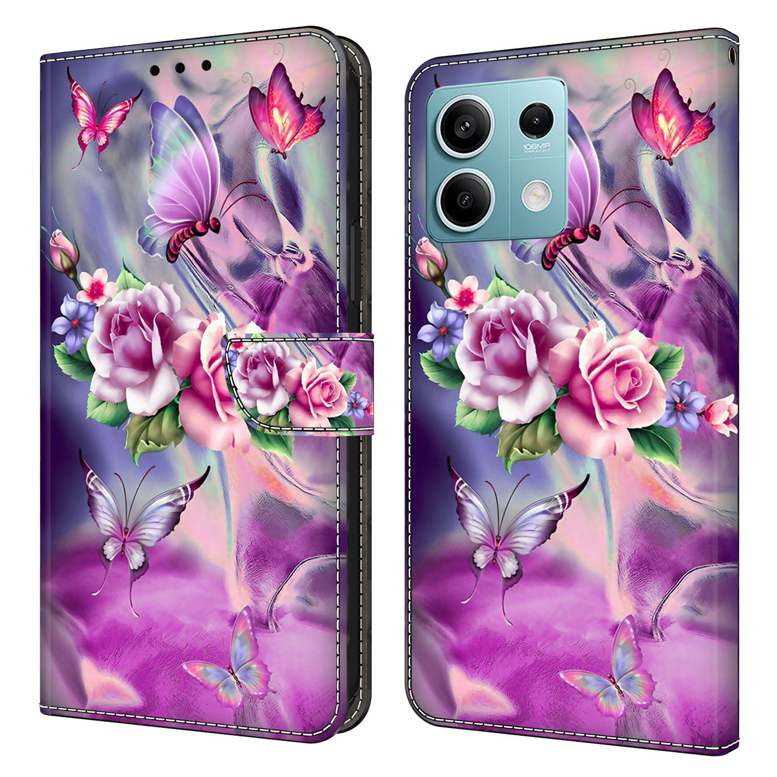 For Xiaomi Redmi Note 13 5G Anti-Drop Case 3D Pattern Printing Wallet Phone Cover