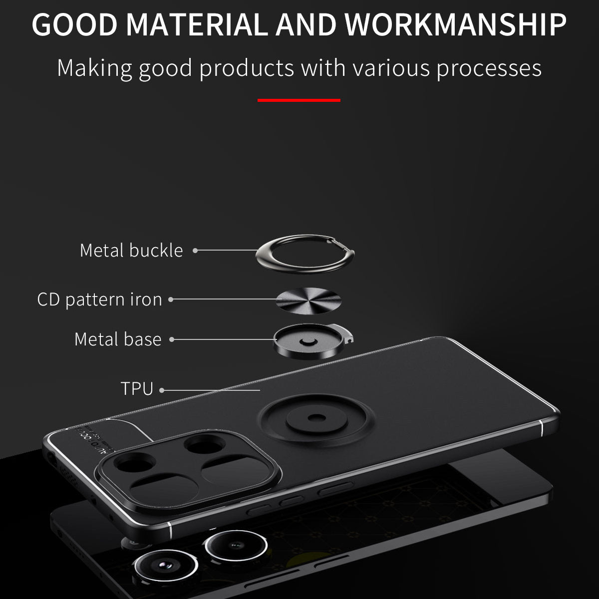 For Xiaomi Redmi Note 13 Pro 4G / Poco M6 Pro 4G Case TPU Phone Cover with Ring Kickstand