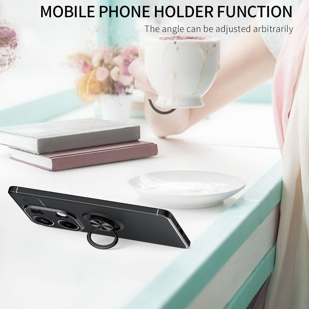 For Xiaomi Redmi Note 13 Pro 4G / Poco M6 Pro 4G Case TPU Phone Cover with Ring Kickstand