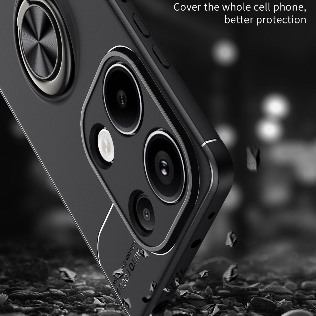 For Xiaomi Redmi Note 13 Pro 4G / Poco M6 Pro 4G Case TPU Phone Cover with Ring Kickstand
