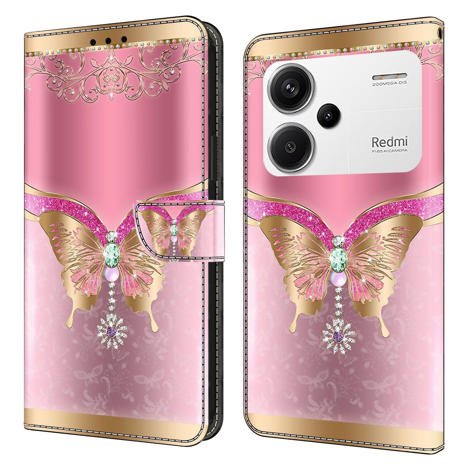 For Xiaomi Redmi Note 13 Pro+ 5G Shockproof Wallet Case 3D Pattern Printing Leather Phone Cover