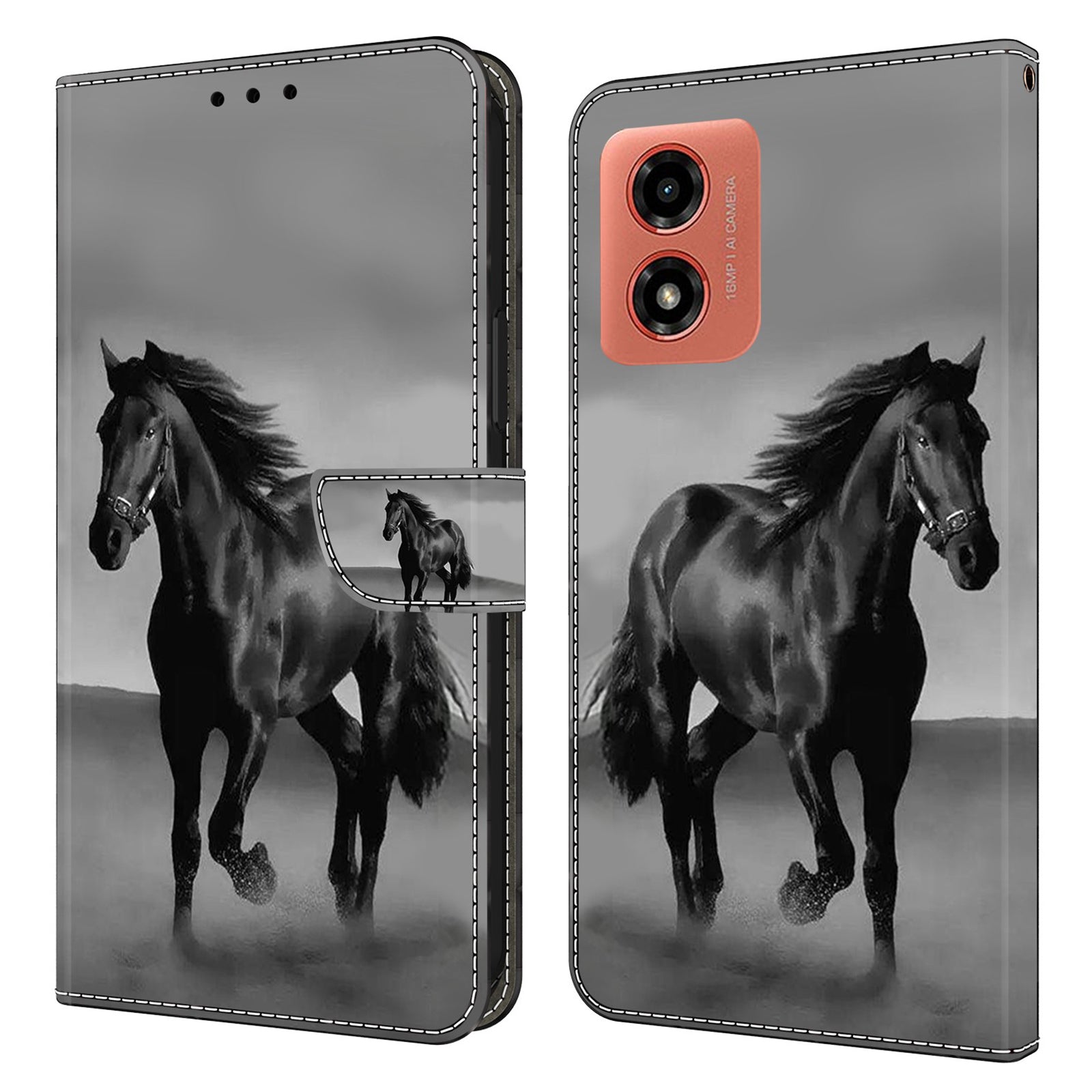 For Motorola Moto G04 4G / G24 4G Leather Case 3D Pattern Printing Wallet Stand Cover
