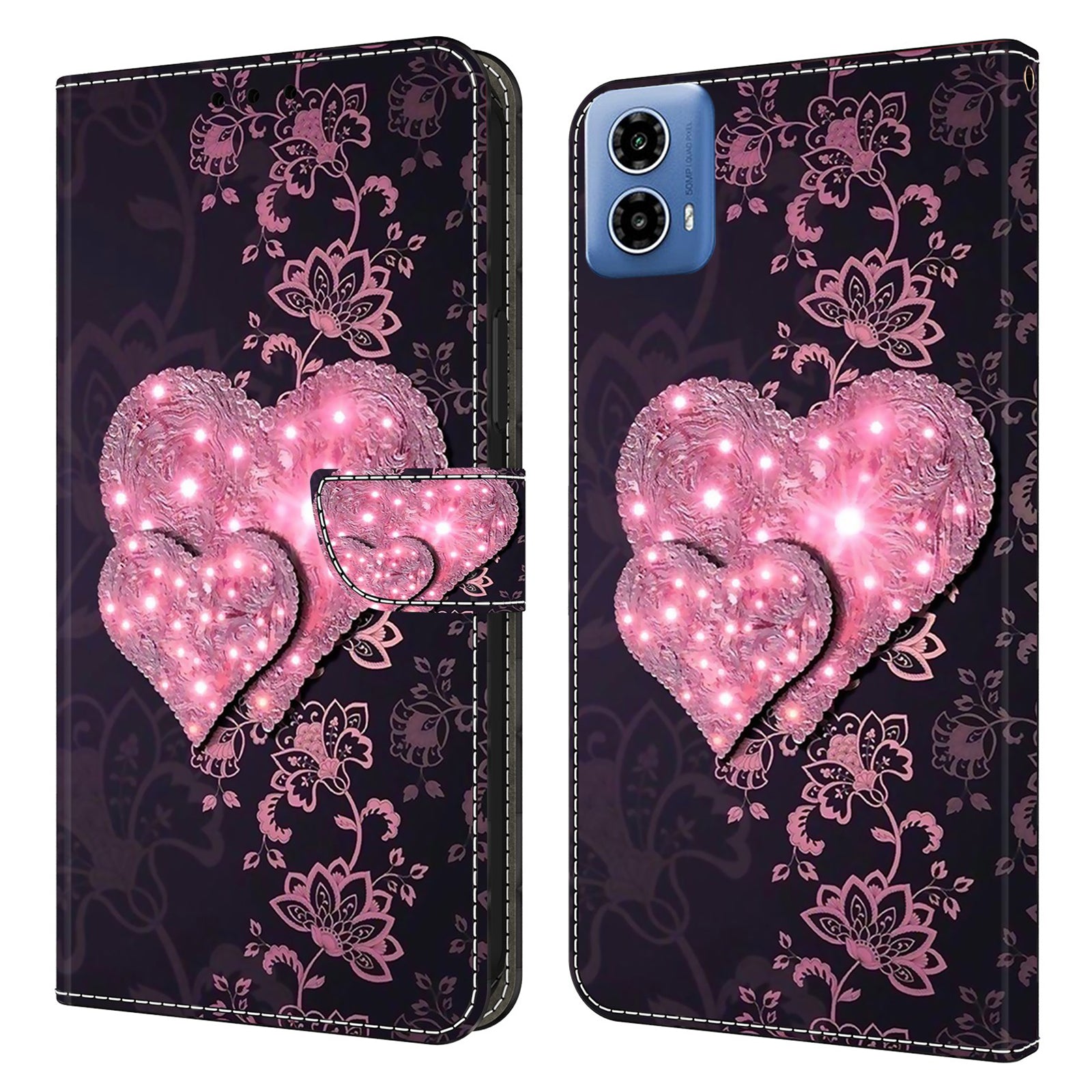 For Motorola Moto G24 Power Leather Stand Cover 3D Pattern Printing Wallet Phone Case