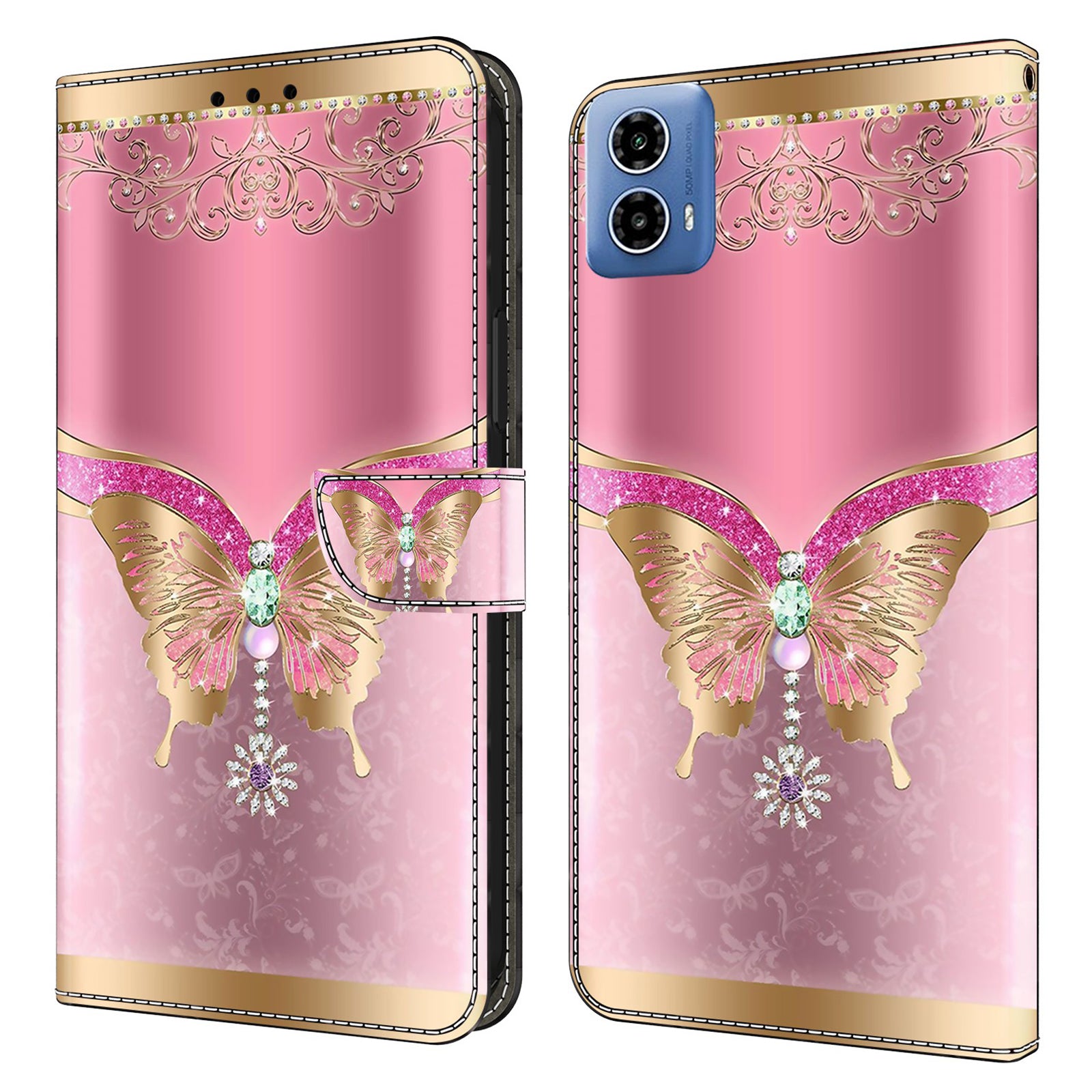 For Motorola Moto G34 5G Leather Case 3D Pattern Printing Stand Wallet Phone Cover