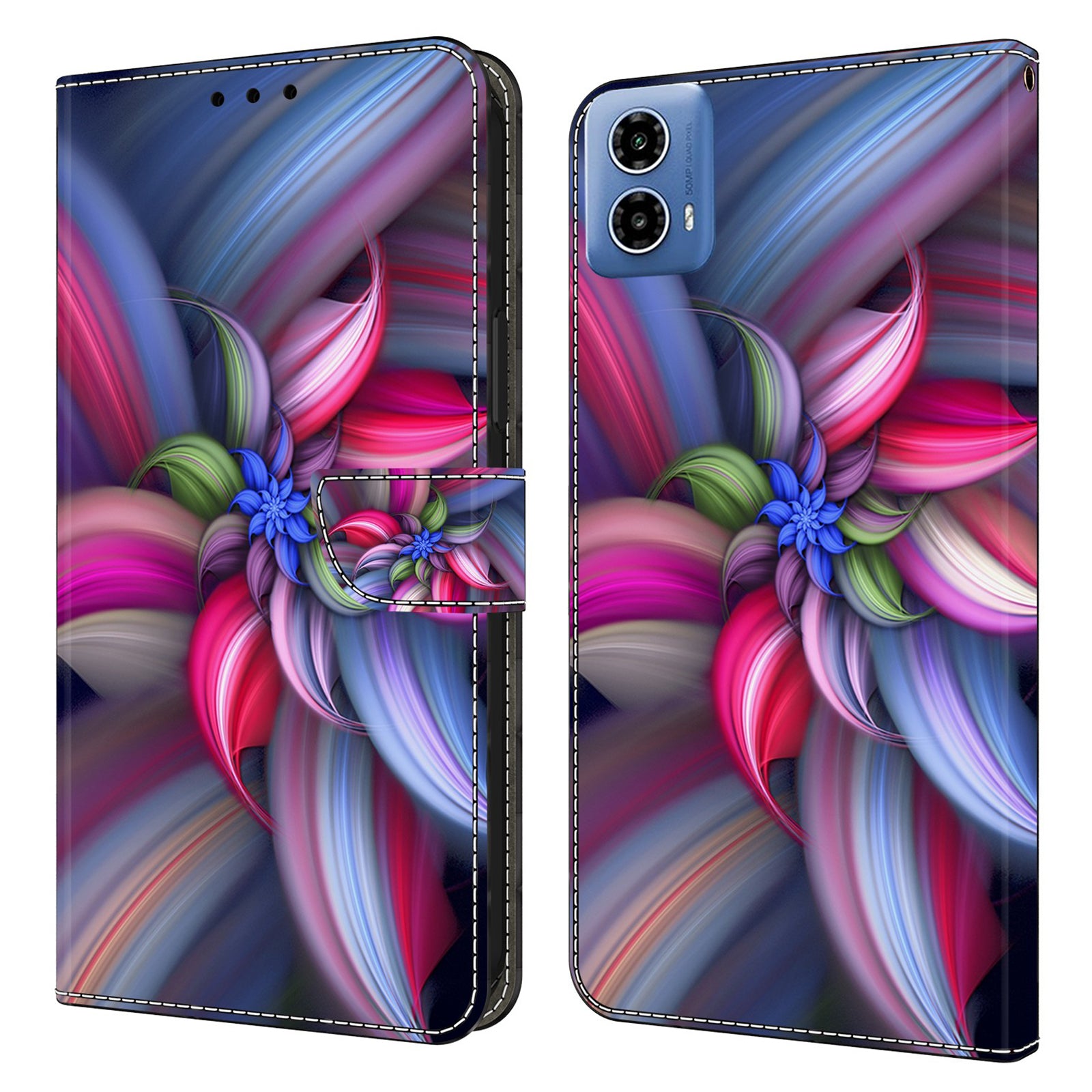 For Motorola Moto G34 5G Leather Case 3D Pattern Printing Stand Wallet Phone Cover
