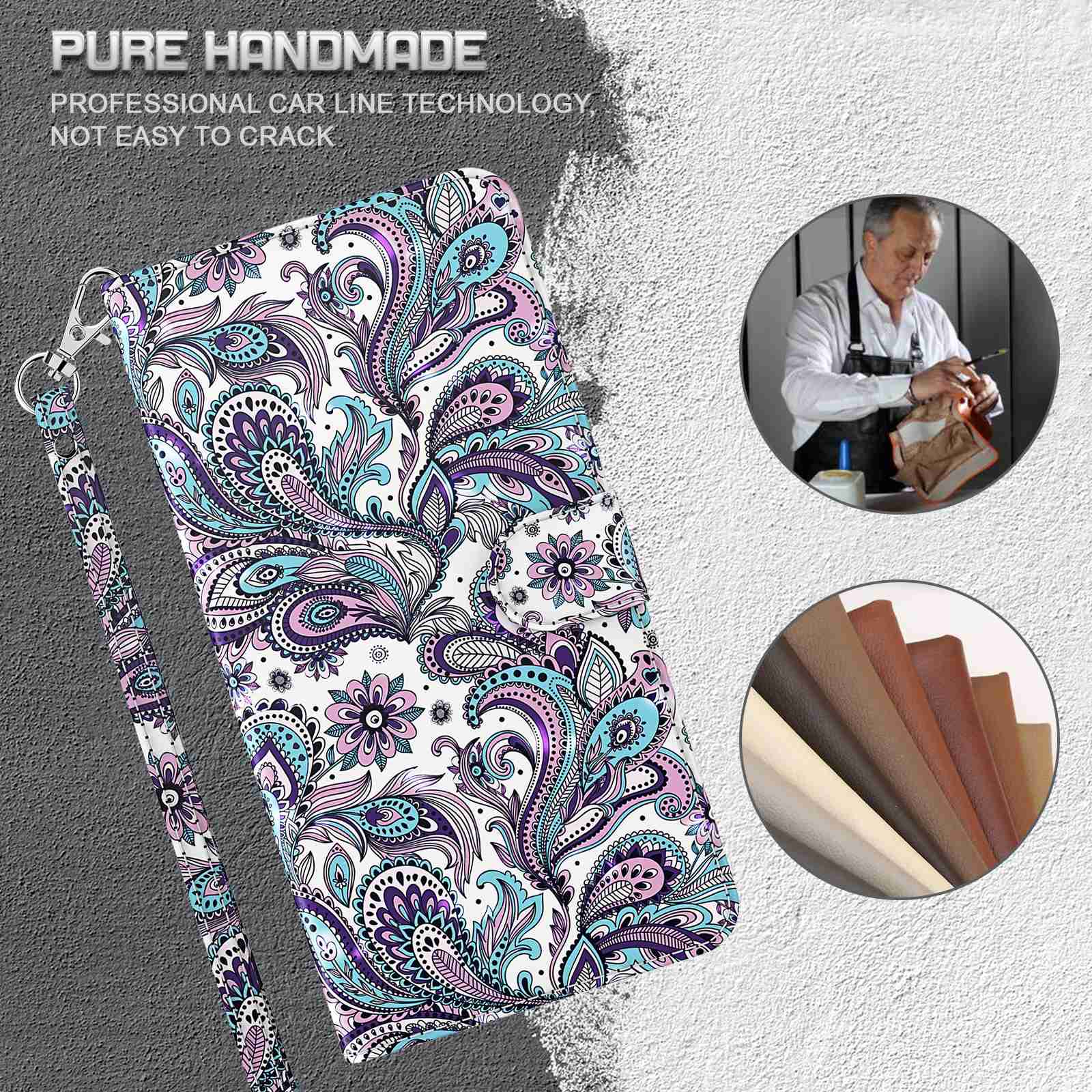 For Xiaomi Redmi Note 13 5G Leather Case 3D Pattern Printing Phone Cover with Hand Strap