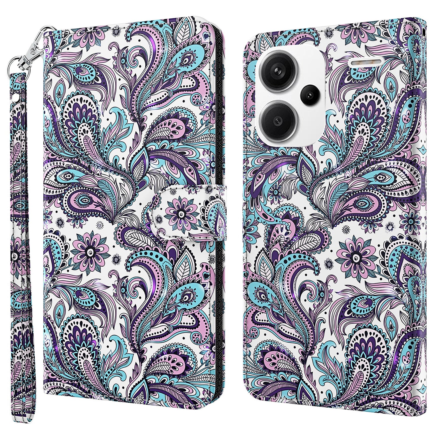 For Xiaomi Redmi Note 13 Pro+ 5G Case 3D Pattern Printing Leather Phone Cover with Hand Strap