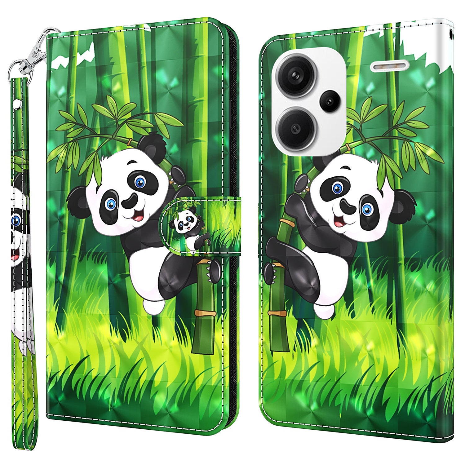 For Xiaomi Redmi Note 13 Pro+ 5G Case 3D Pattern Printing Leather Phone Cover with Hand Strap