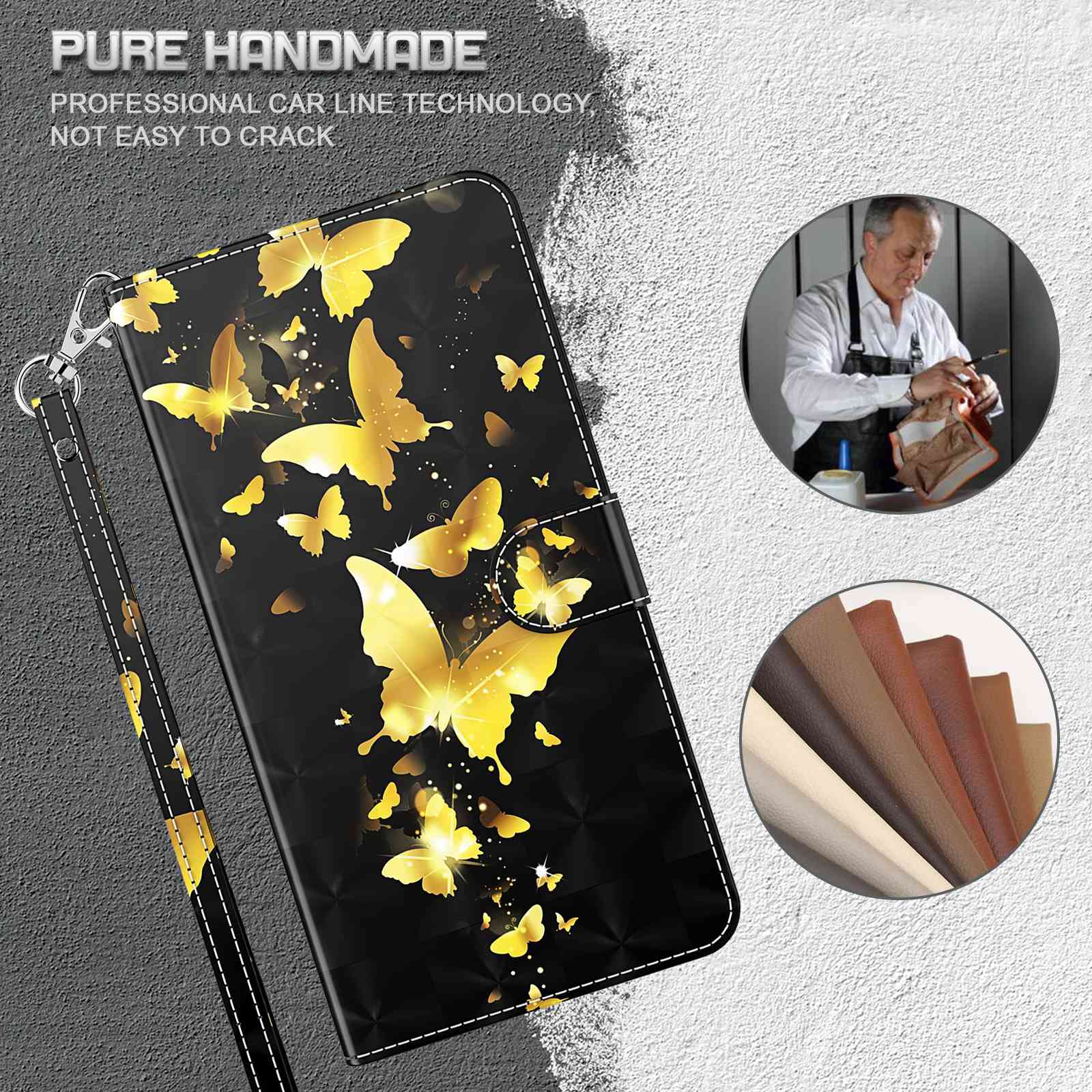 For Xiaomi Redmi Note 13 4G Phone Case 3D Pattern Printing Leather Flip Cover with Hand Strap