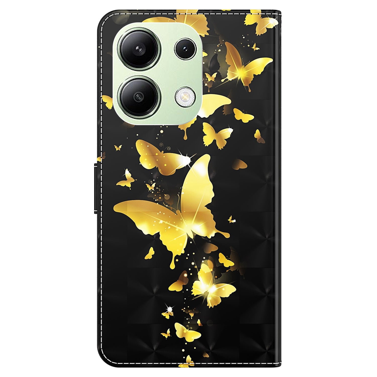 For Xiaomi Redmi Note 13 4G Phone Case 3D Pattern Printing Leather Flip Cover with Hand Strap