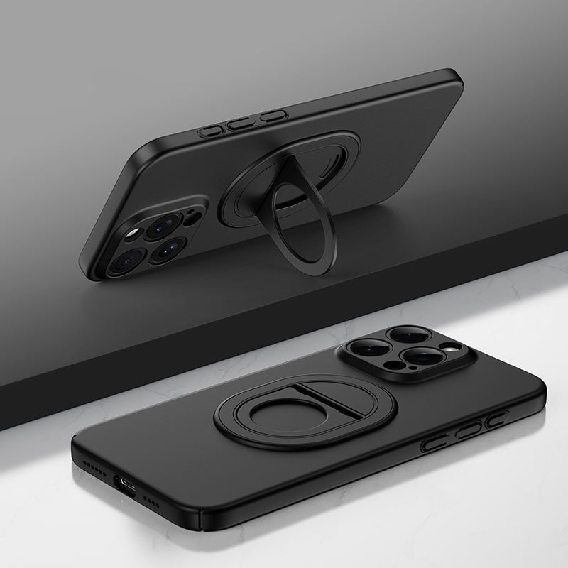 For iPhone 15 Pro Matte Case Hard PC Rotate Kickstand Phone Cover Compatible with MagSafe