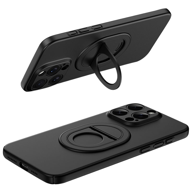 For iPhone 15 Pro Max Matte Case Compatible with MagSafe Bump Proof PC Phone Cover with Rotate Kickstand