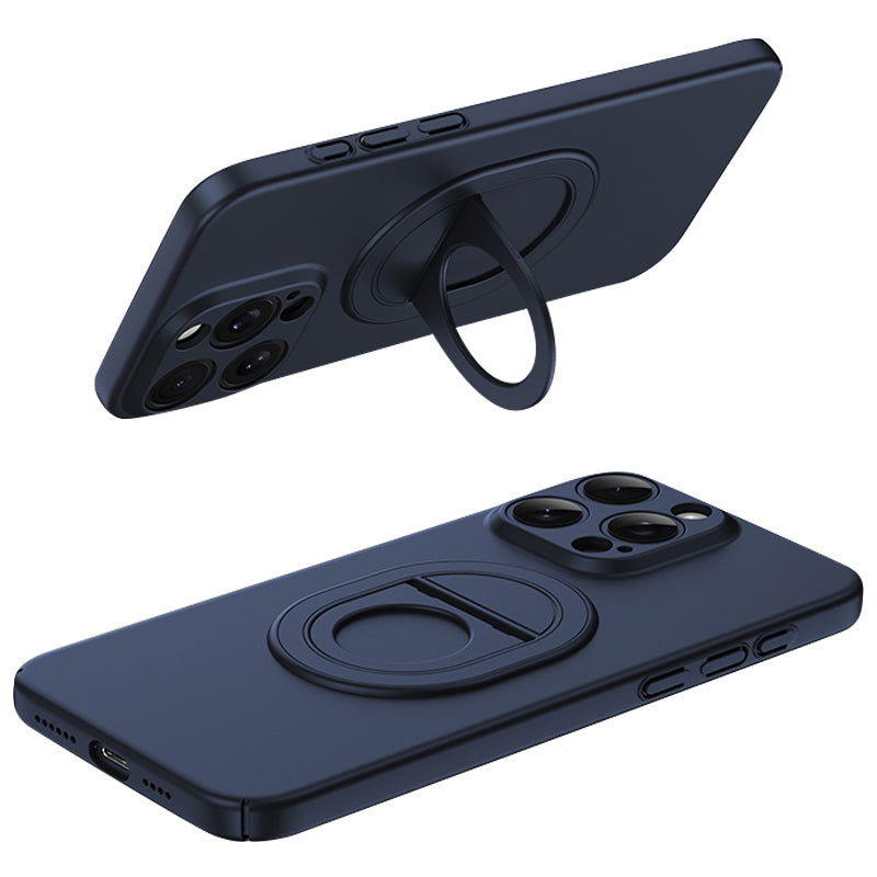 For iPhone 15 Pro Max Matte Case Compatible with MagSafe Bump Proof PC Phone Cover with Rotate Kickstand