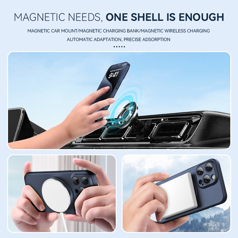 For iPhone 14 Pro Max Cell Phone Case Frosted Finish Anti-scratch Shell Compatible with MagSafe
