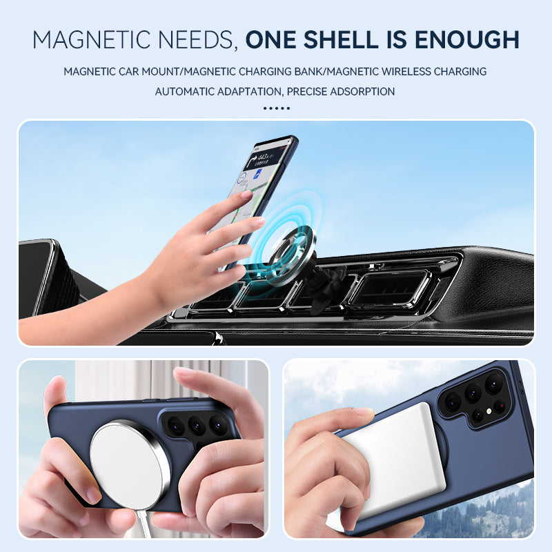 For Samsung Galaxy S24 Ultra Magnetic Phone Case Hard PC Kickstand Protective Cover