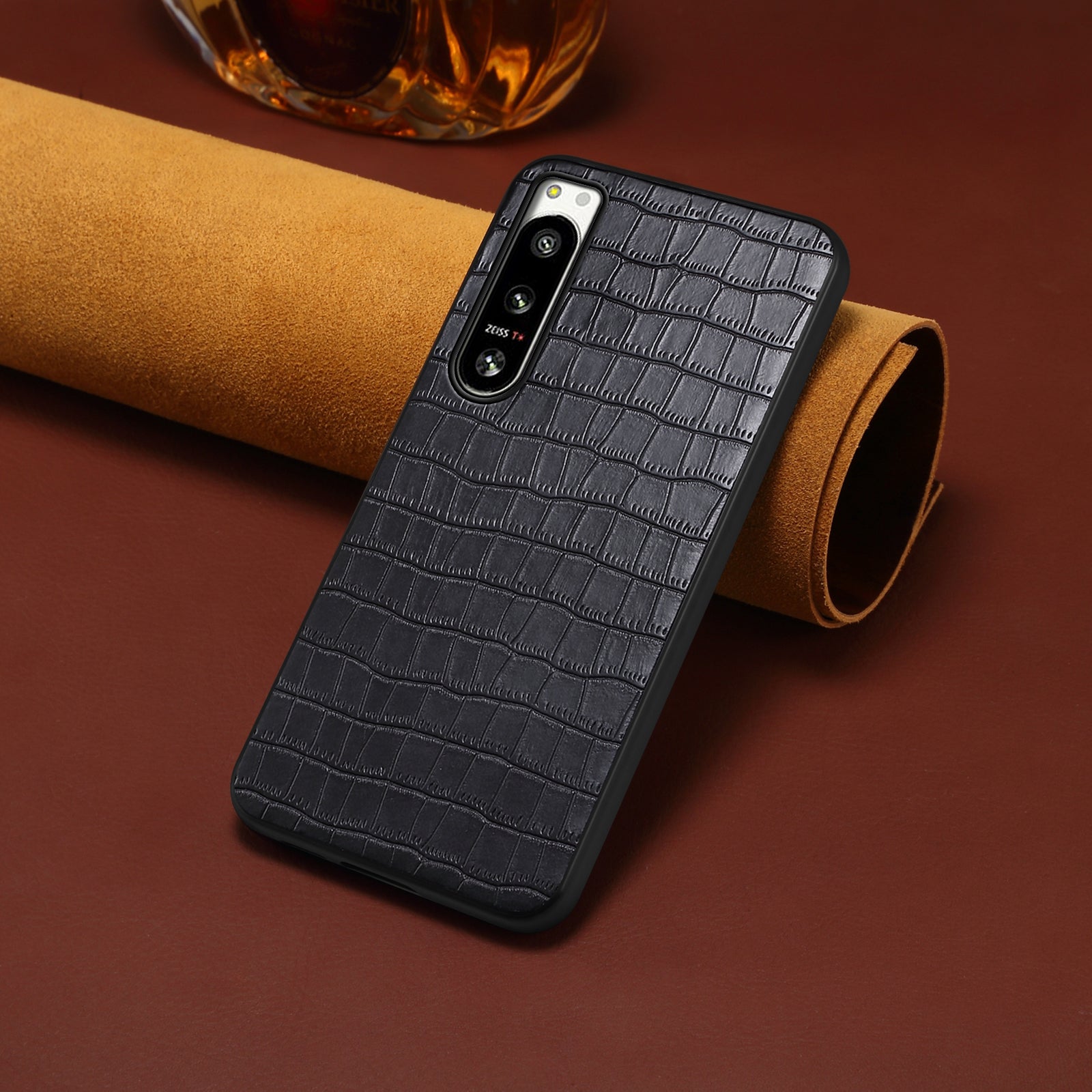 For Sony Xperia 5 IV 5G Case Crocodile Texture Leather Anti-Scratch Back Cover