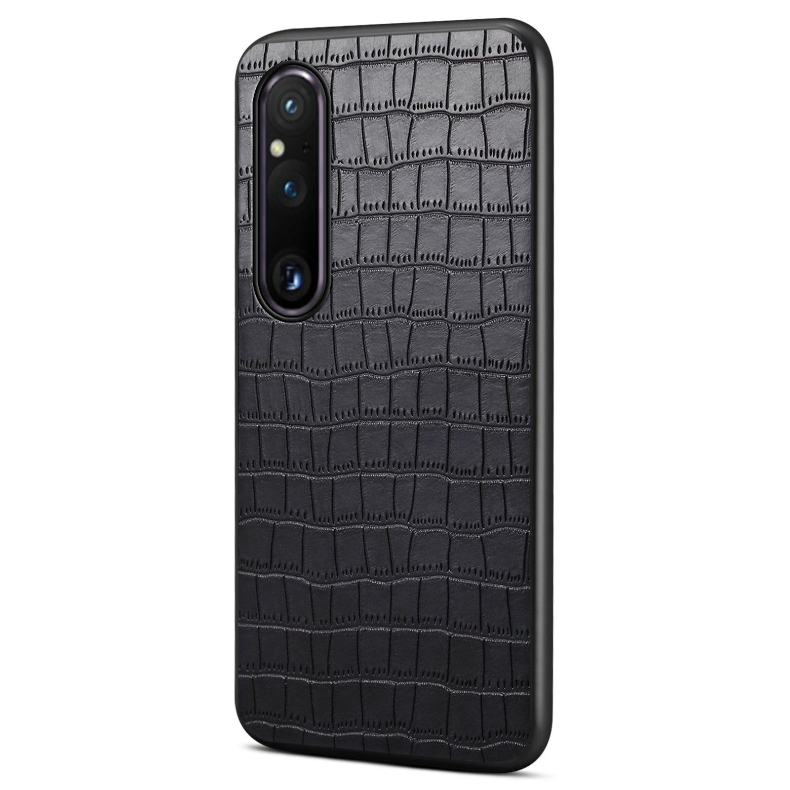 For Sony Xperia 1 V Case PU Leather Coated PC+TPU Phone Cover Cool Crocodile Pattern Textured