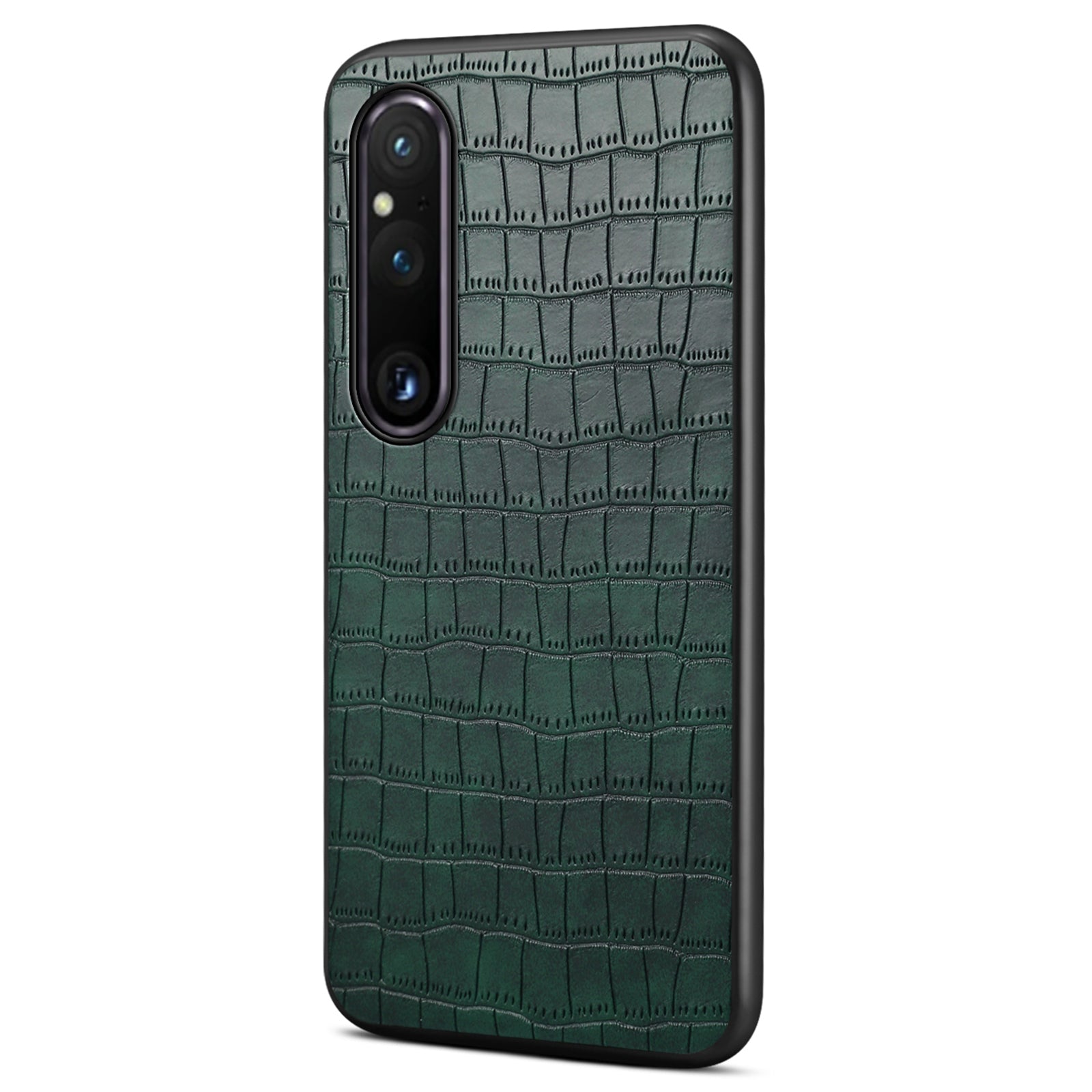 For Sony Xperia 1 V Case PU Leather Coated PC+TPU Phone Cover Cool Crocodile Pattern Textured