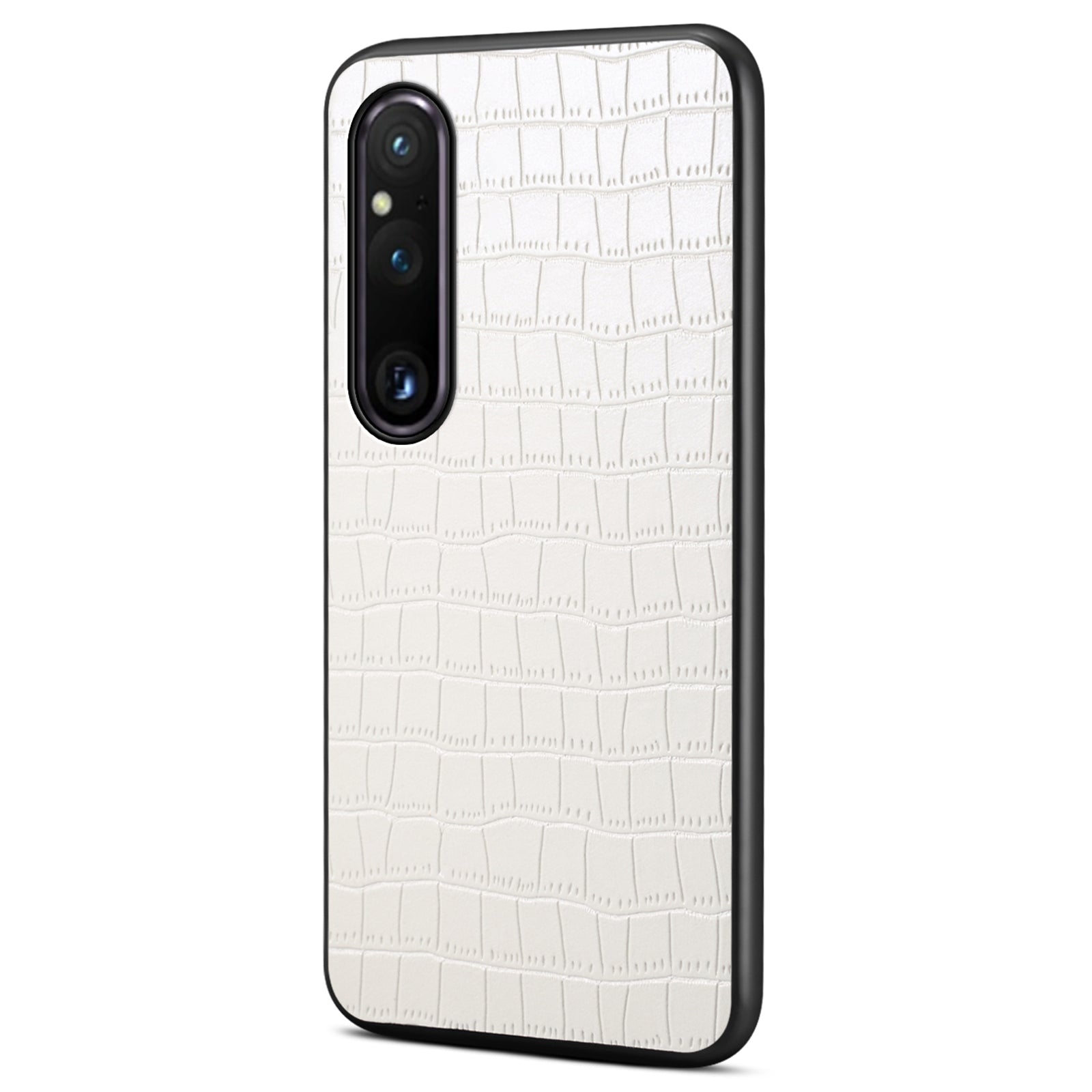 For Sony Xperia 1 V Case PU Leather Coated PC+TPU Phone Cover Cool Crocodile Pattern Textured