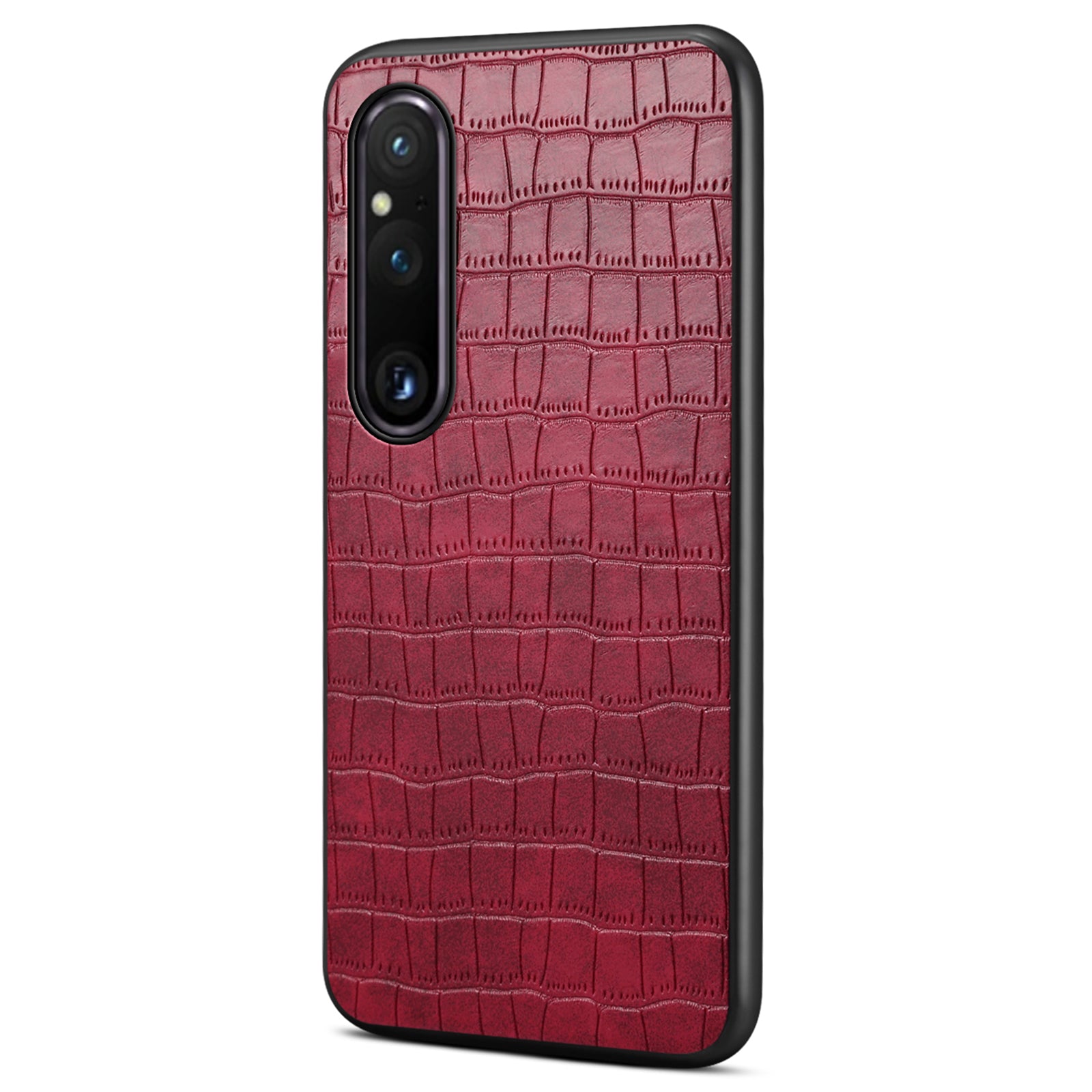 For Sony Xperia 1 V Case PU Leather Coated PC+TPU Phone Cover Cool Crocodile Pattern Textured