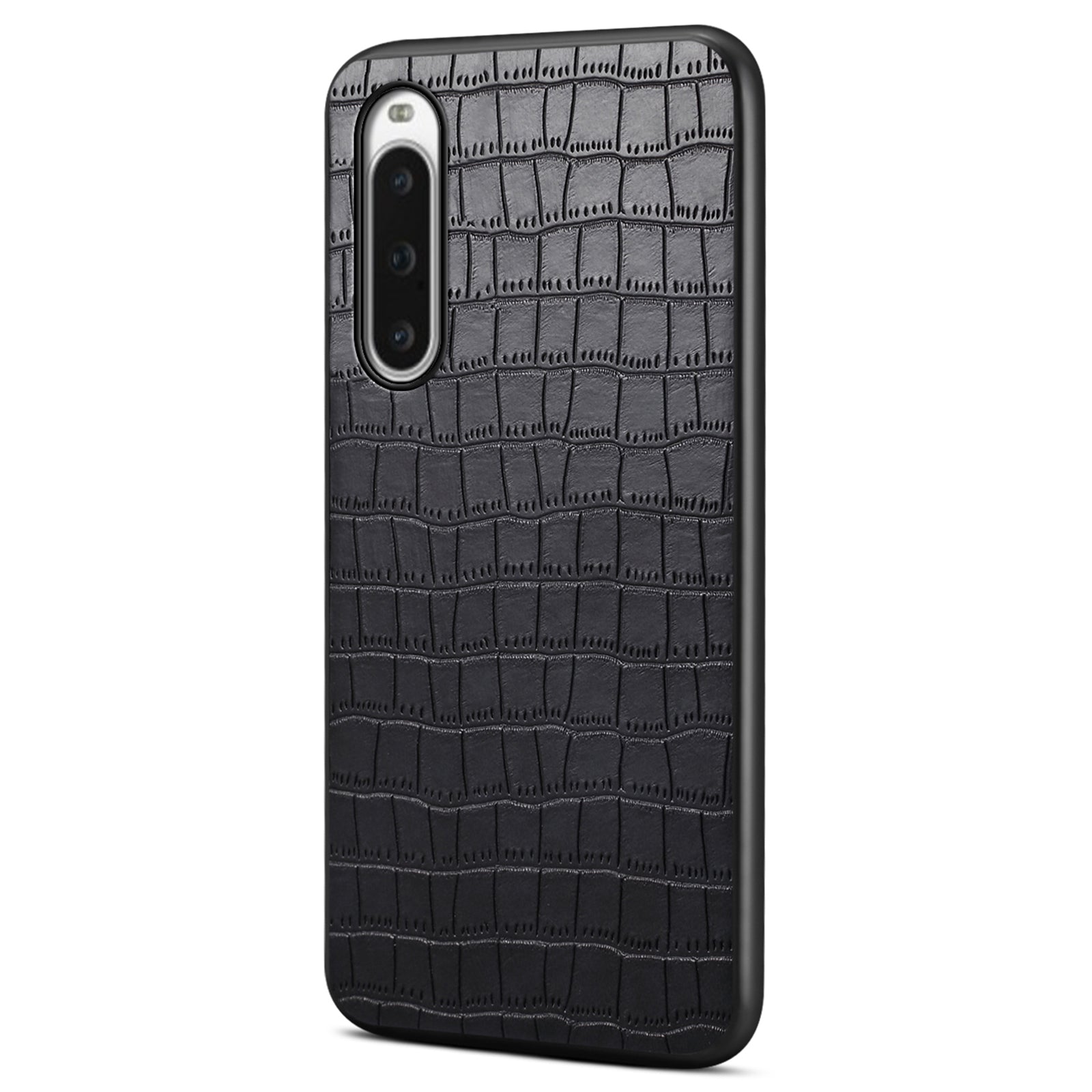 For Sony Xperia 10 V Case Anti-Drop Leather Coated PC+TPU Crocodile Texture Back Cover
