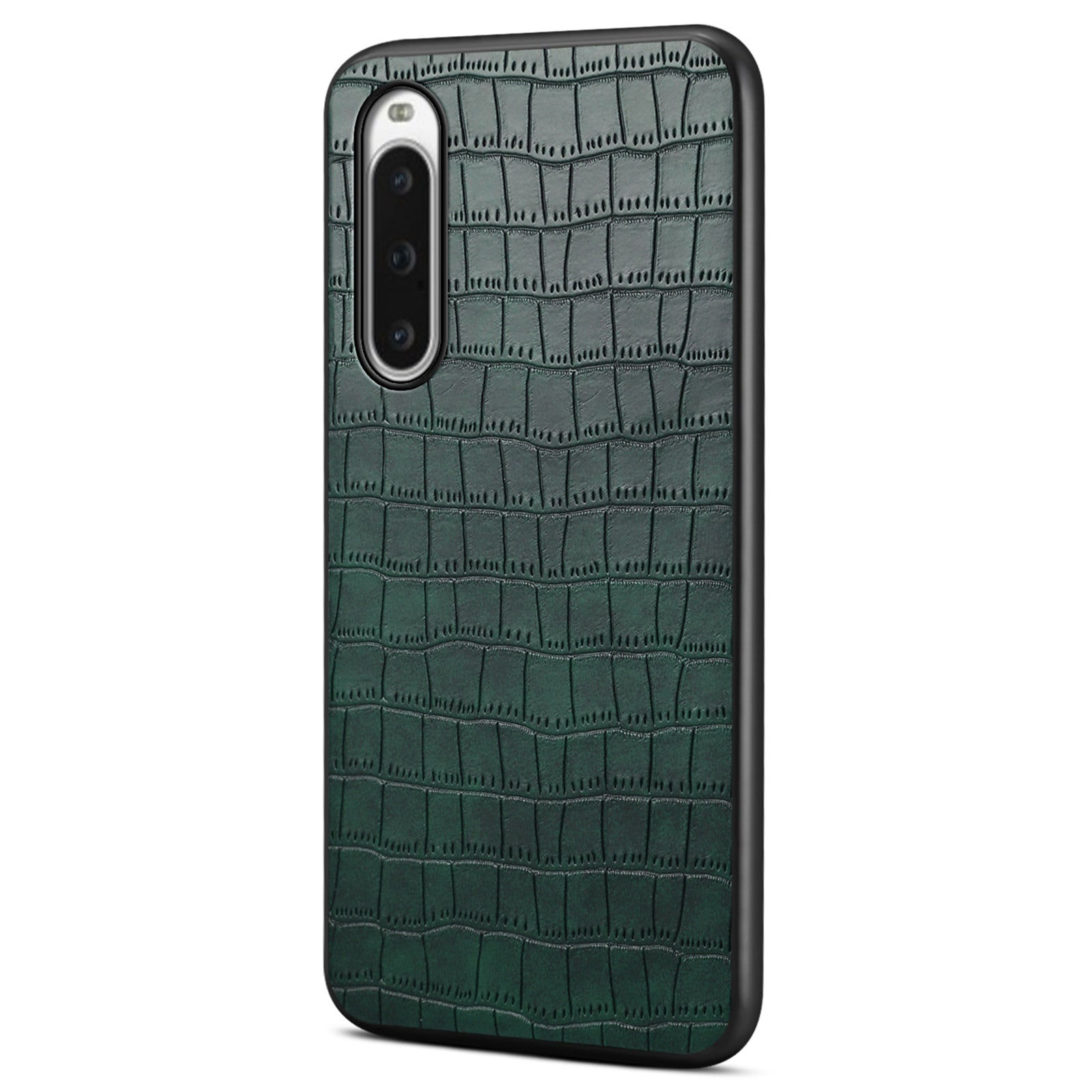 For Sony Xperia 10 V Case Anti-Drop Leather Coated PC+TPU Crocodile Texture Back Cover